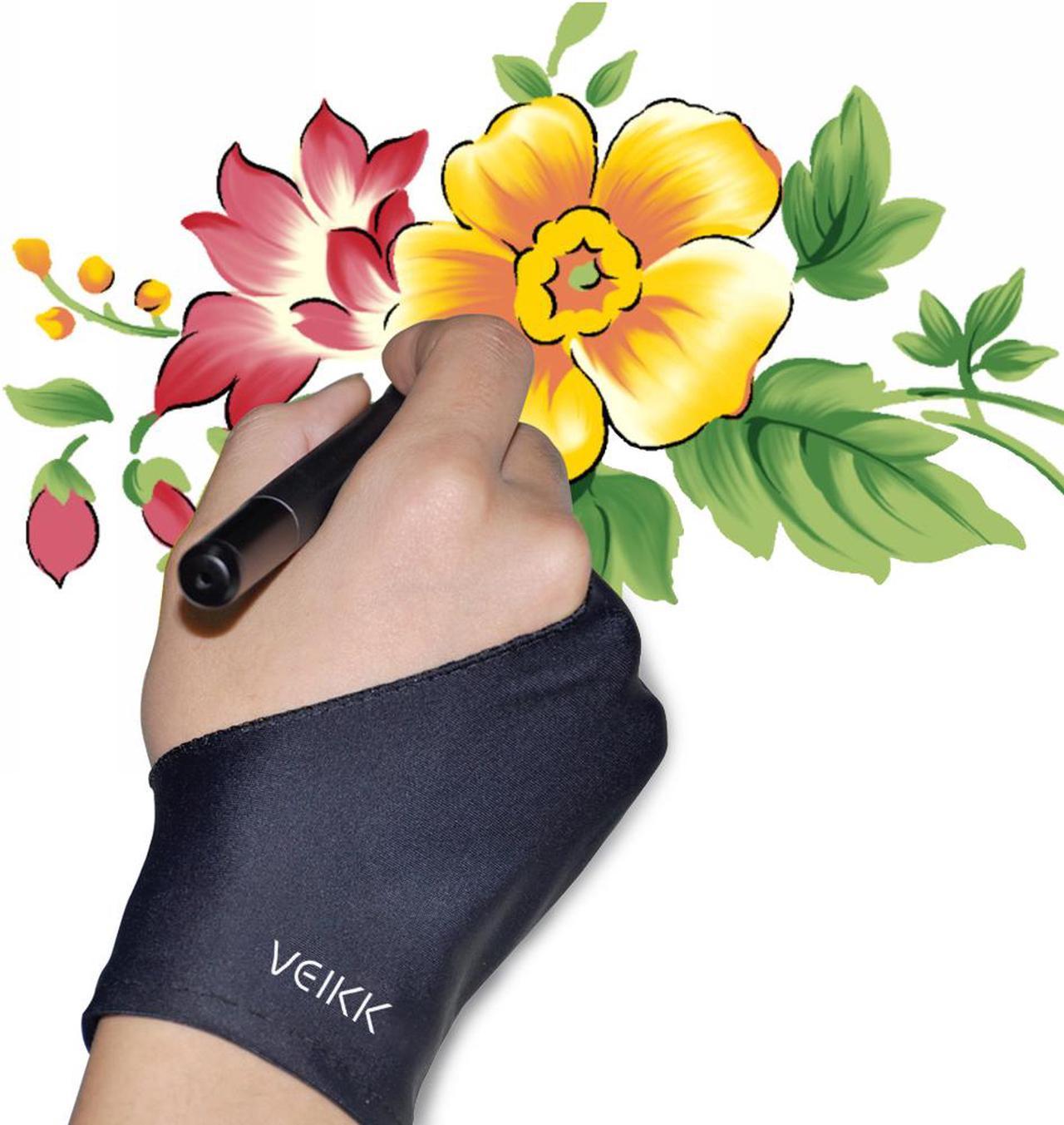 VEIKK Artist Glove for Drawing Tablet Free Size, 1 Unit for Left-Handed or Right-Handed- Black