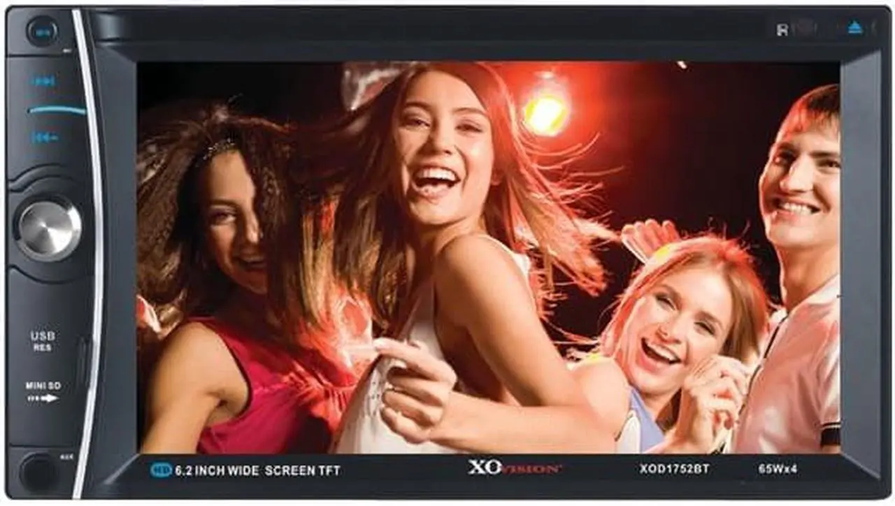 Main image of XOVision XOD1752BT Car DVD Player - 6.2" Touchscreen LCD - Double DIN - 4 - DVD Video, DivX, Video CD - AM, FM - miniSD Card - Bluetooth - USB - Auxiliary Input - 800 x 480 - In-dash