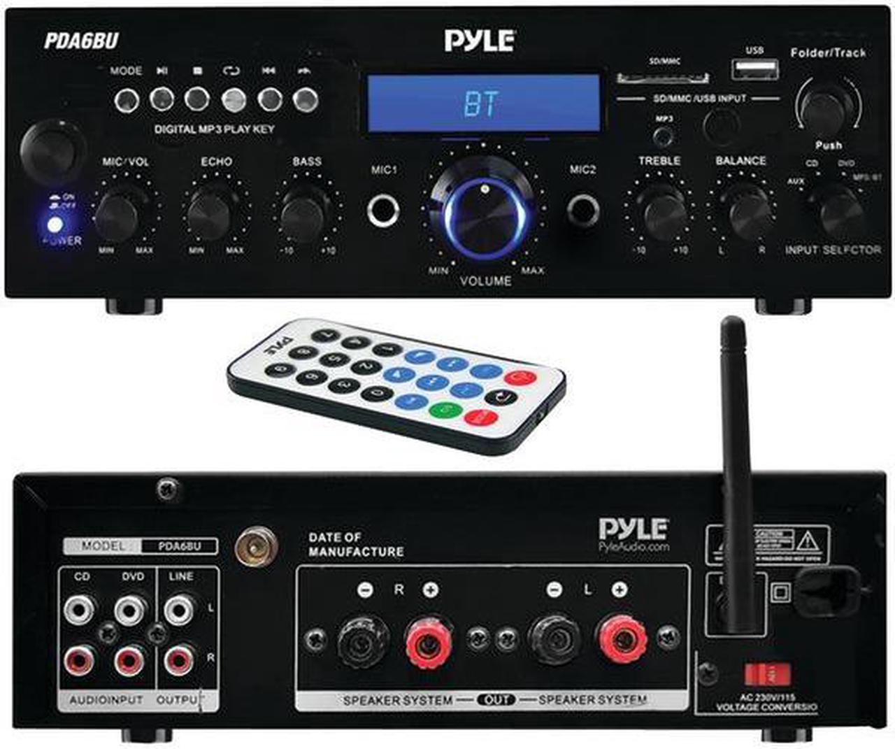 Alt view image 2 of 10 - Pyle 200W (PDA6BU) Bluetooth Stereo Amplifier Receiver with Wireless Streaming, FM Radio, MP3/USB/SD Readers, Remote Control