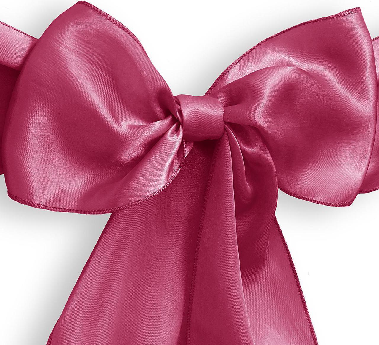 Alt view image 2 of 3 - Lann's Linens - 10 Elegant Satin Wedding/Party Chair Cover Sashes/Bows - Ribbon Tie Back Sash - Fuchsia