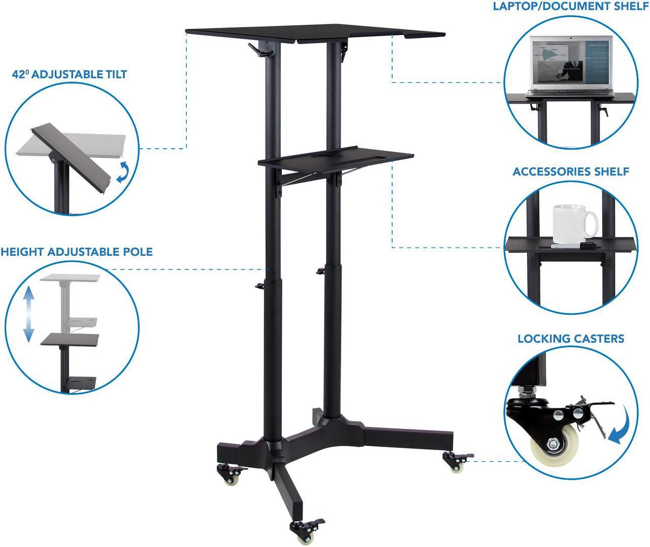 Alt view image 2 of 12 - Mount-It! 24"W Portable Lectern Adjustable Aluminum Standing Podium Black (MI-7971)