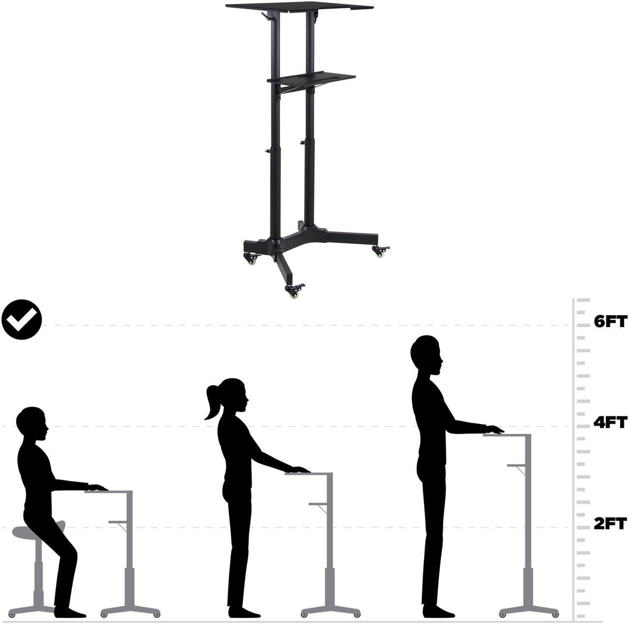 Alt view image 4 of 12 - Mount-It! 24"W Portable Lectern Adjustable Aluminum Standing Podium Black (MI-7971)