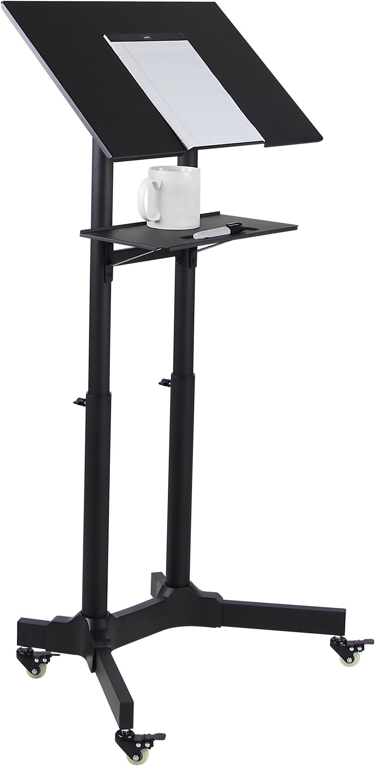Main image of Mount-It! 24"W Portable Lectern Adjustable Aluminum Standing Podium Black (MI-7971)