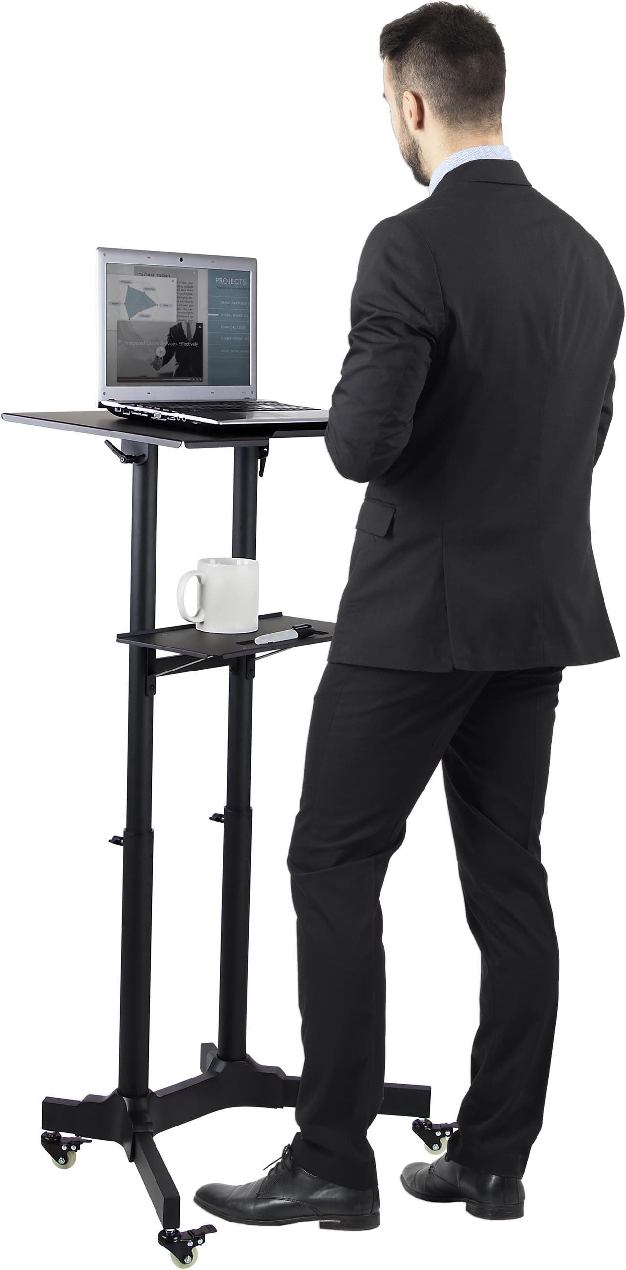 Alt view image 6 of 12 - Mount-It! 24"W Portable Lectern Adjustable Aluminum Standing Podium Black (MI-7971)