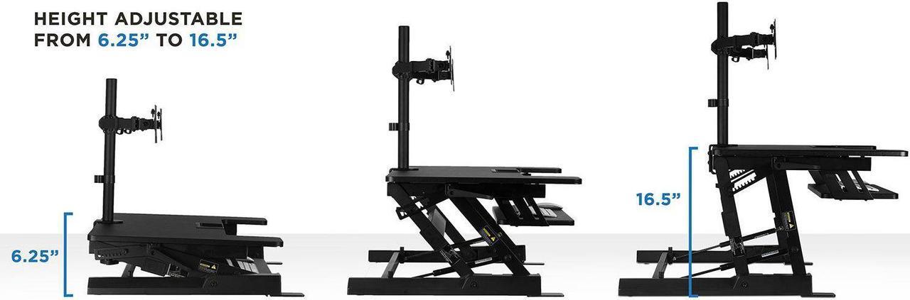 Alt view image 4 of 15 - Mount-It! Standing Desk Converter with Bonus Dual Monitor Mount Included | Wide 36 Inch Platform