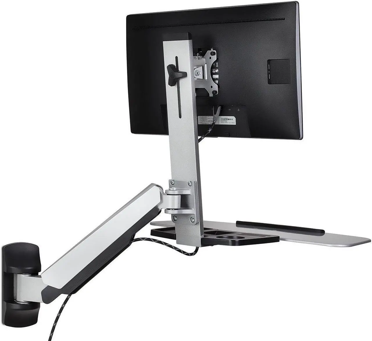 Alt view image 2 of 8 - Mount-It! Standing Computer Work Station with Articulating Monitor Mount, Keyboard Tray Arm and CPU Holder