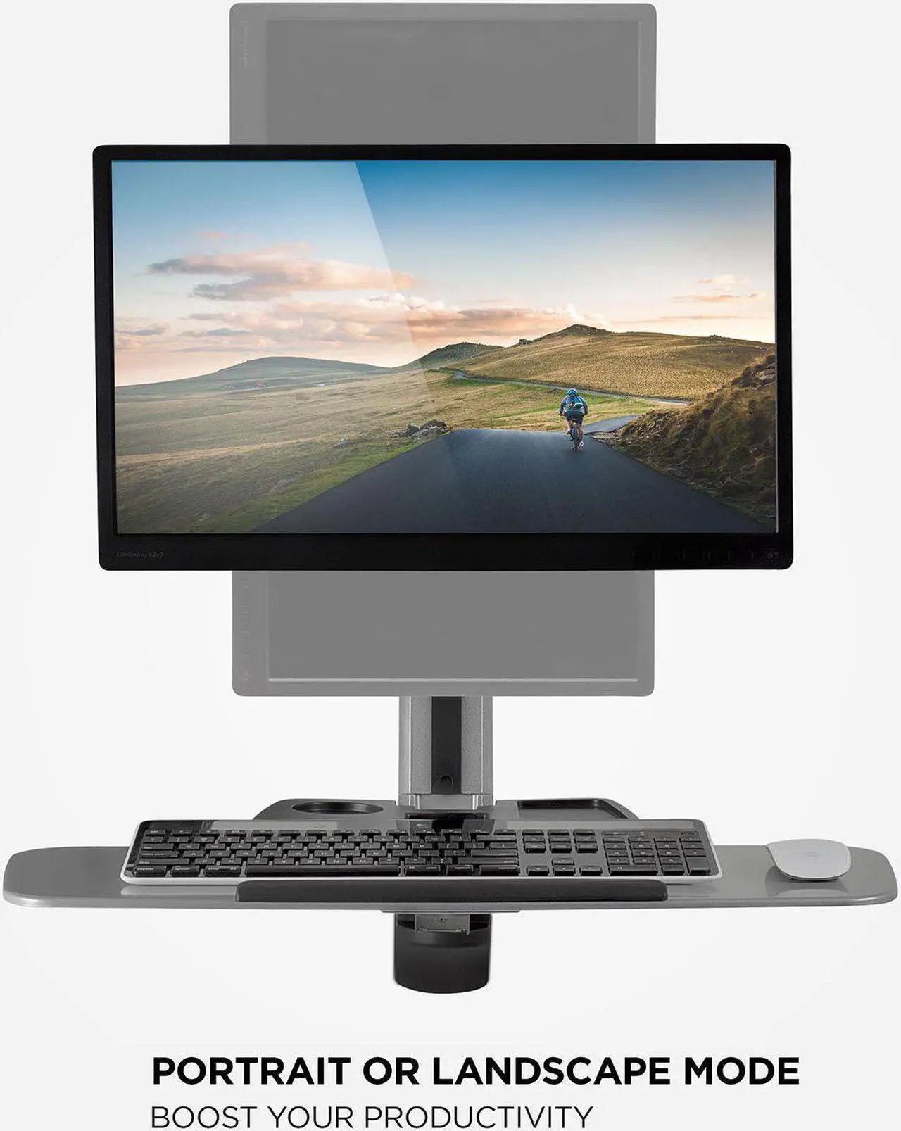 Alt view image 4 of 8 - Mount-It! Standing Computer Work Station with Articulating Monitor Mount, Keyboard Tray Arm and CPU Holder