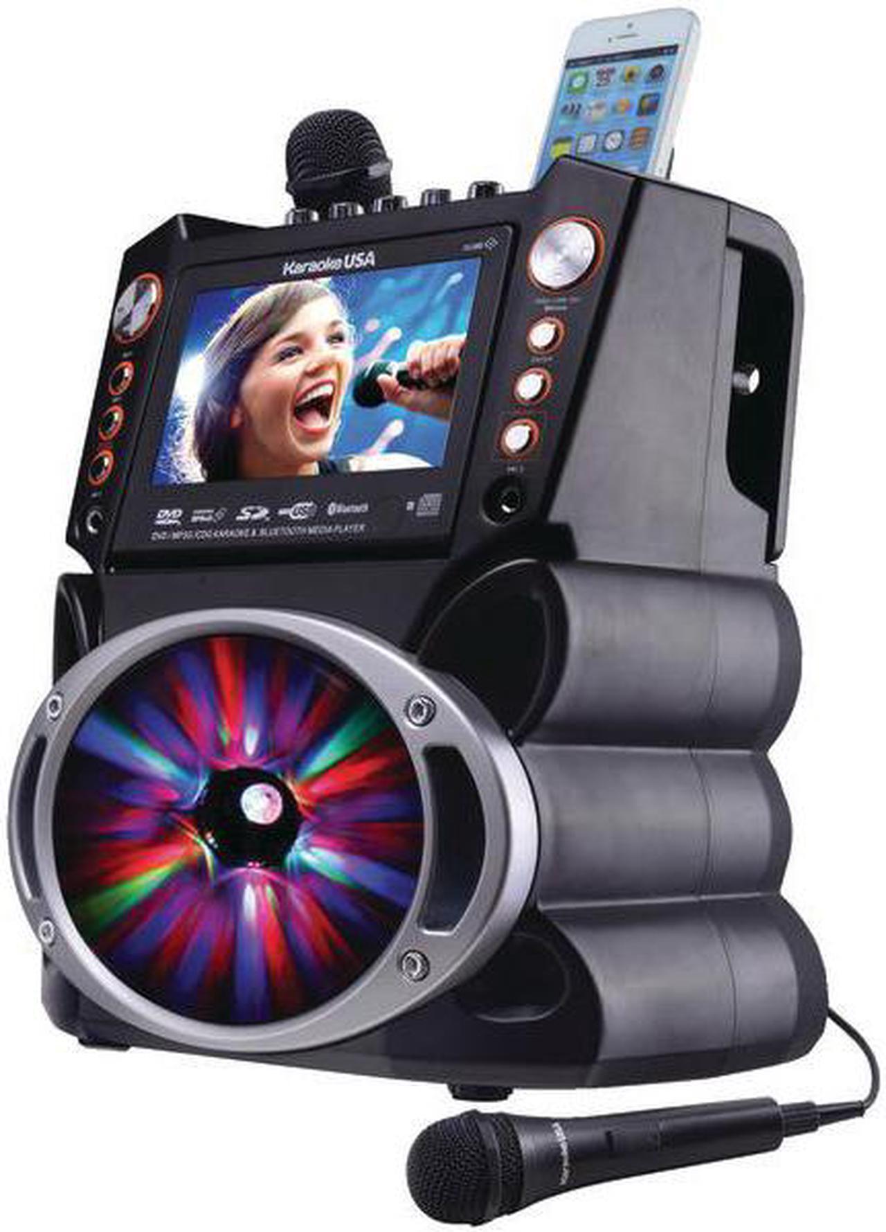 Alt view image 5 of 5 - KARAOKE USA(TM) GF846 Bluetooth Karaoke Machine with Synchronized LEDs