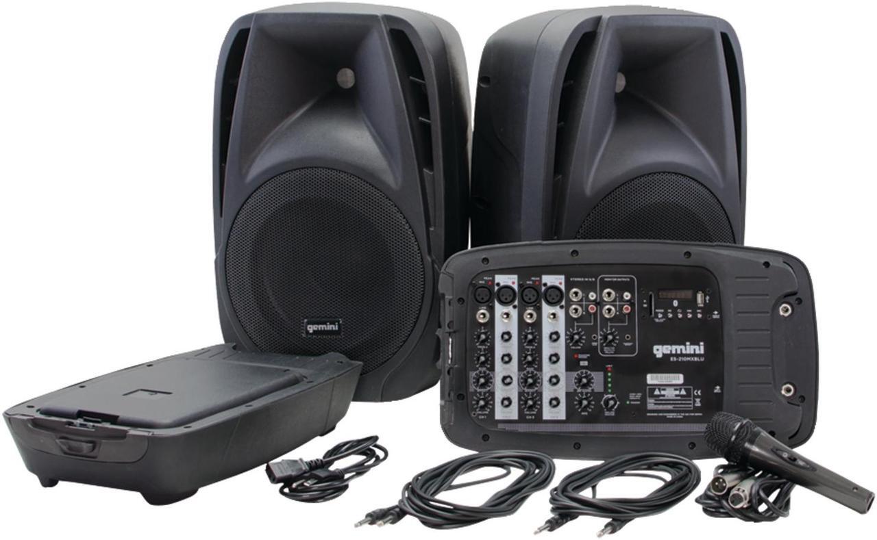 Alt view image 8 of 14 - Gemini ES-210MXBLU Portable 10 Inch Passive Powered PA Speaker System w/ Mic