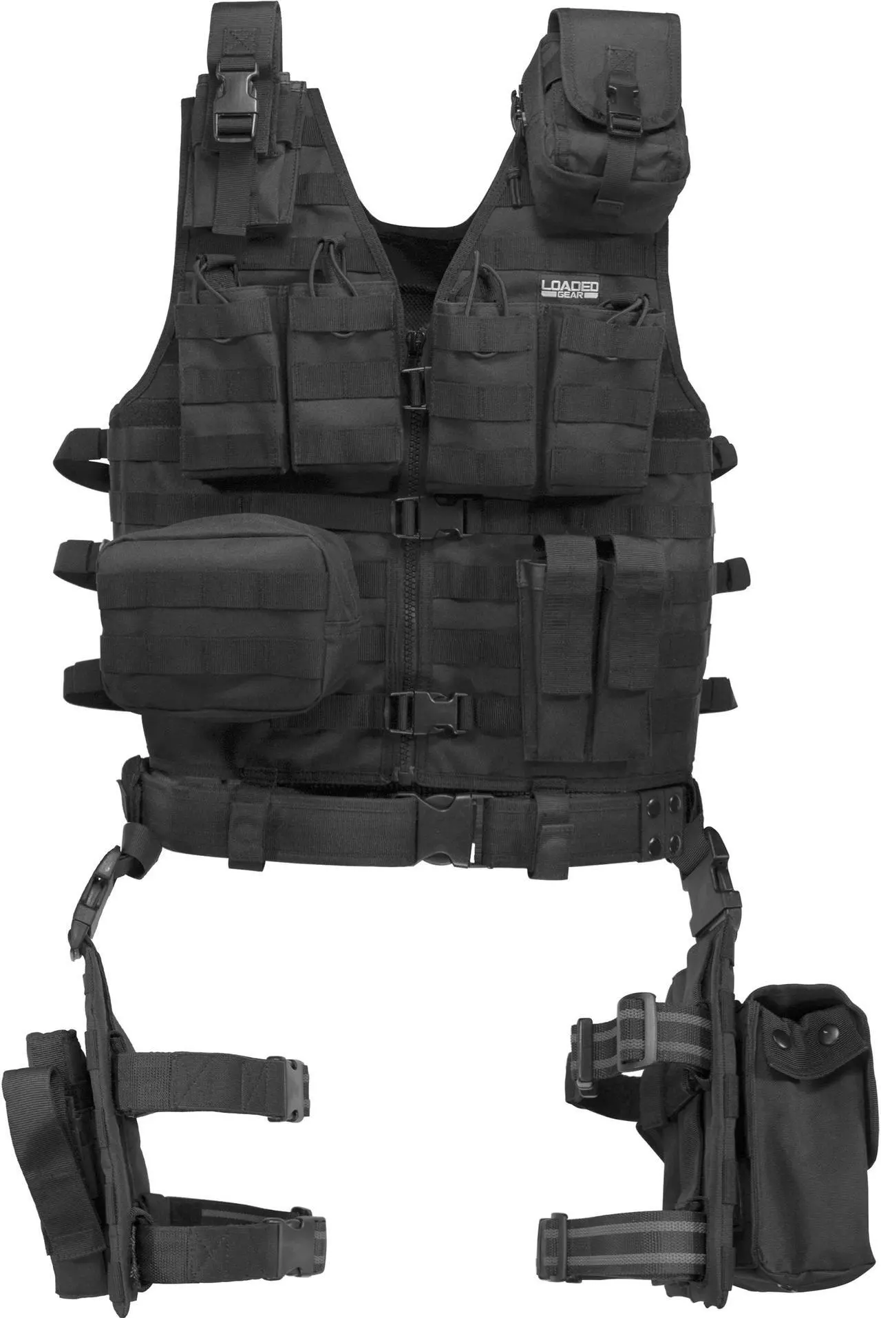 Alt view image 7 of 7 - Barska Loaded Gear VX-100 Tactical Vest and Leg Platform-Blk