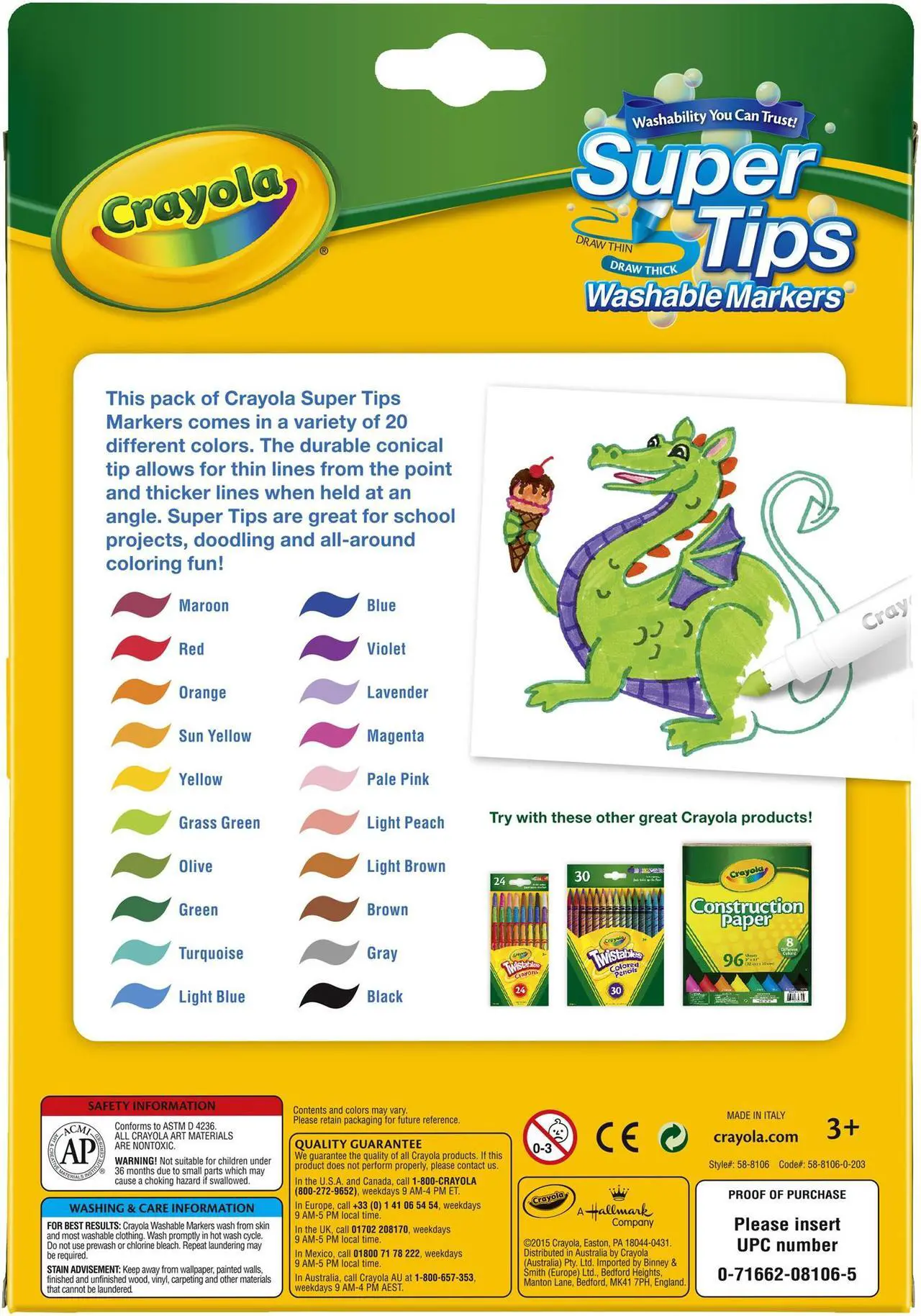 Alt view image 16 of 20 - Crayola Marker,Wsh,Sptp,20/St,Ast 588106