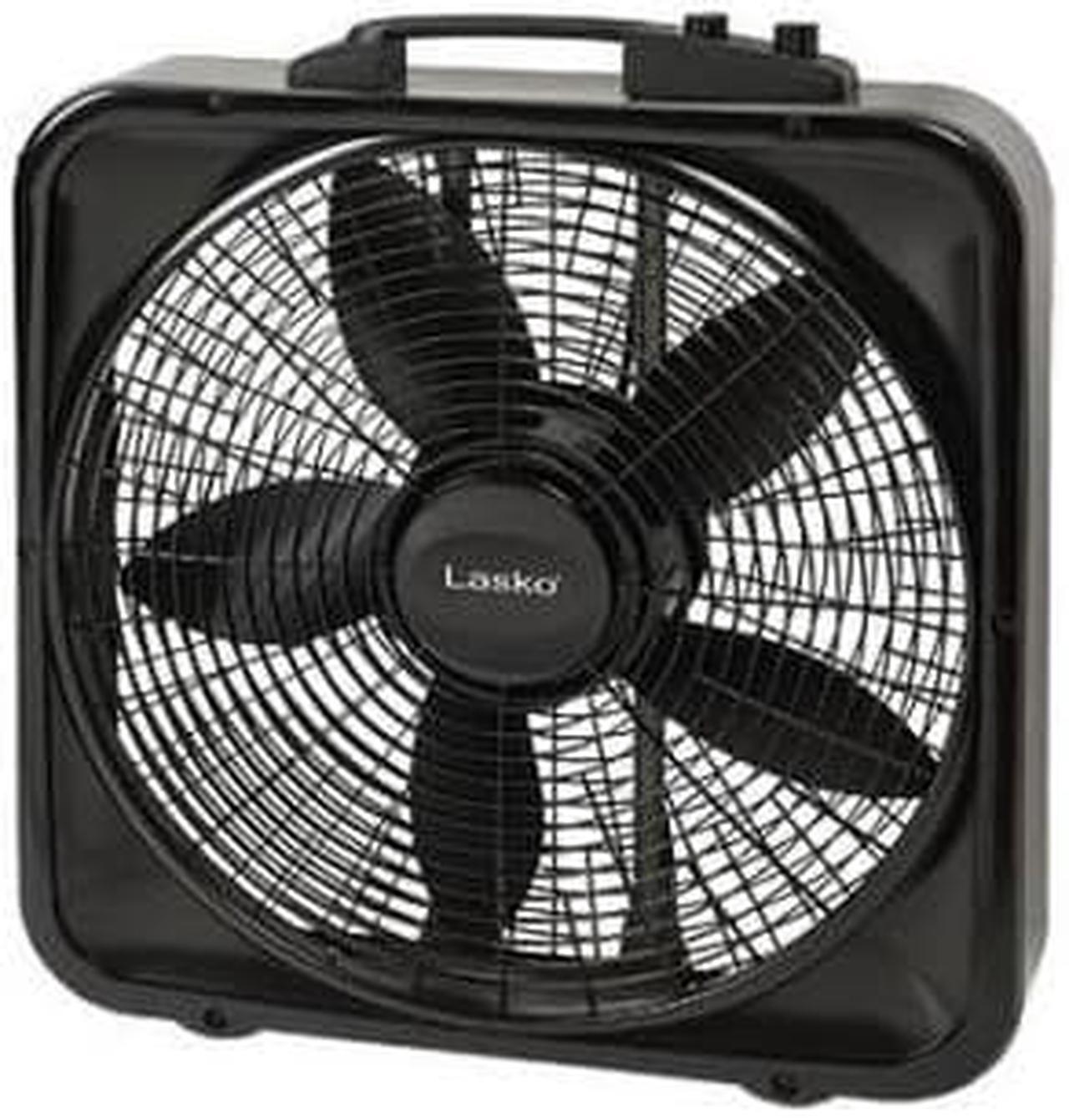 Alt view image 8 of 15 - Lasko 20" Weather-Shield Select Box Fan with Thermostat - 20" Diameter - 3 Speed - Carrying Handle, Thermostat, Anti-slip Feet - 22.5" Height x 4.5" Width - Black
