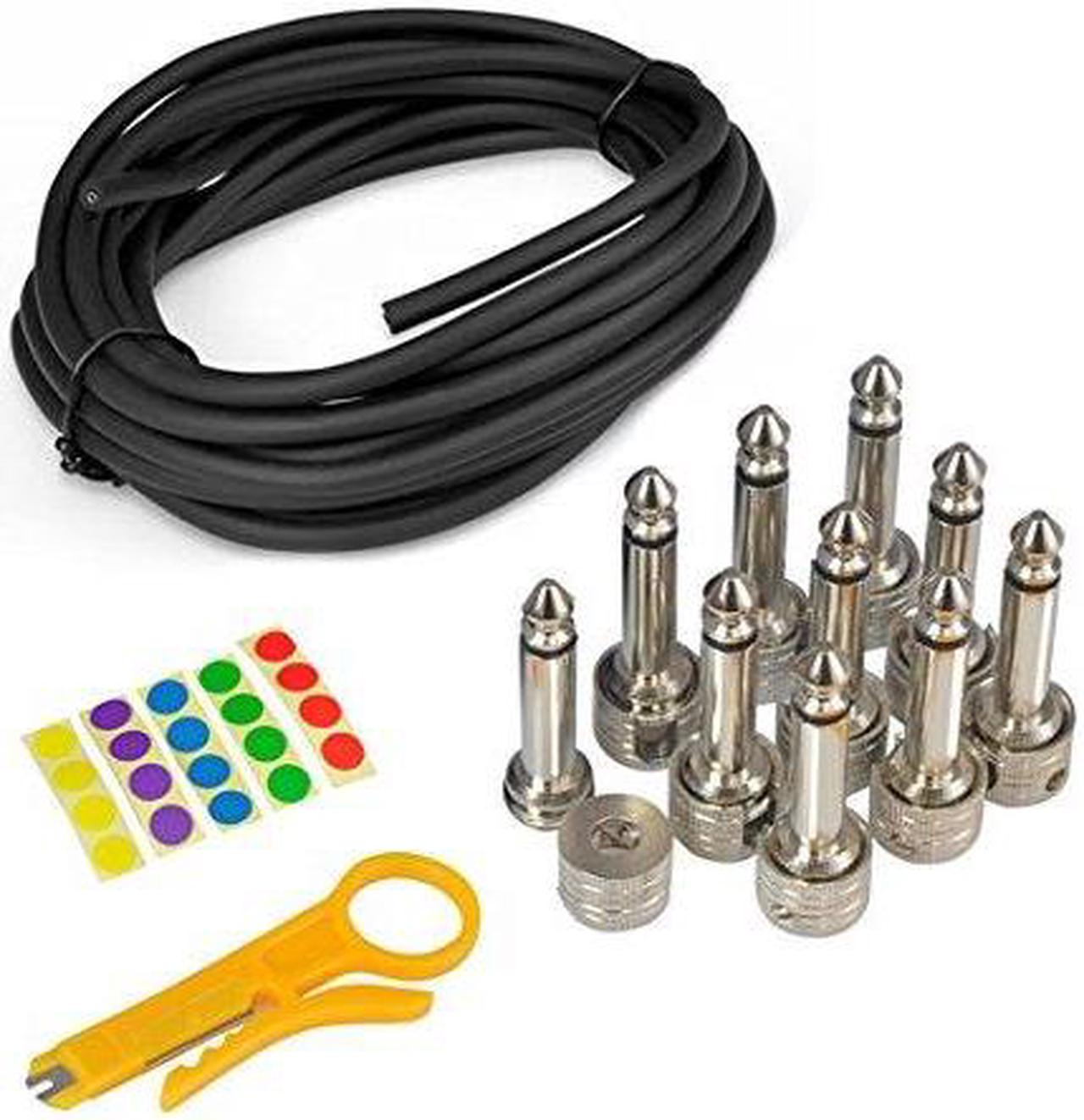 Alt view image 2 of 2 - Pyle Model PSCBLKIT22 10 ft. Pro Audio Pedal Board Patch Cables, Universal D.I.Y. Custom Cut 10-Feet Wire Kit, 10 Piece