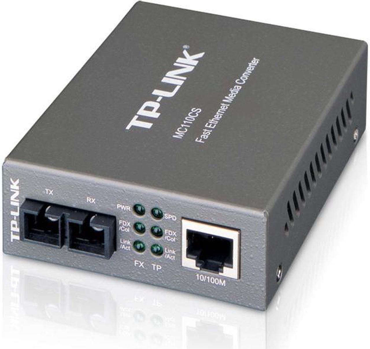Main image of TP-Link Fast Ethernet SFP to RJ45 Fiber Media Converter | Fiber to Ethernet Converter | 10/100Mbps RJ45 Port to 100Base-FX Single-Mode Fiber (MC110CS)