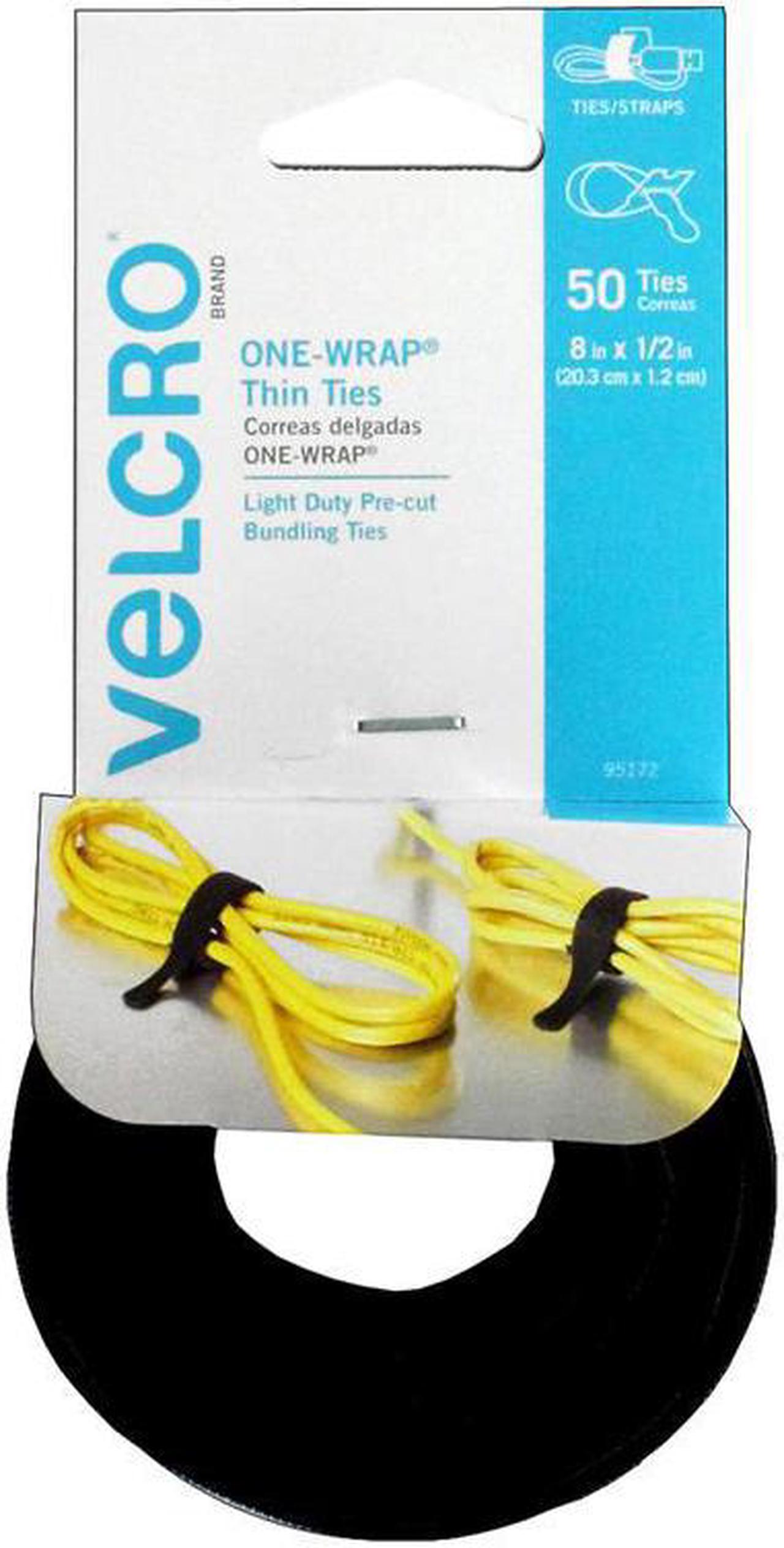Alt view image 8 of 19 - Velcro Brand One-Wrap Pre-Cut Thin Ties, 0.5" X 8", Black, 50/Pack 95172