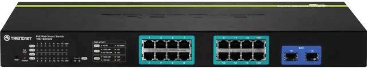 Alt view image 4 of 20 - TRENDnet 20-Port Gigabit PoE+ Web Smart PoE+ Switch, 16 x Gigabit PoE+ Ports, 4 x Shared Gigabit Ports, Up To 30W Per Port, 185W Total Power Budget, Rack Mountable, Black, TPE-1620WS