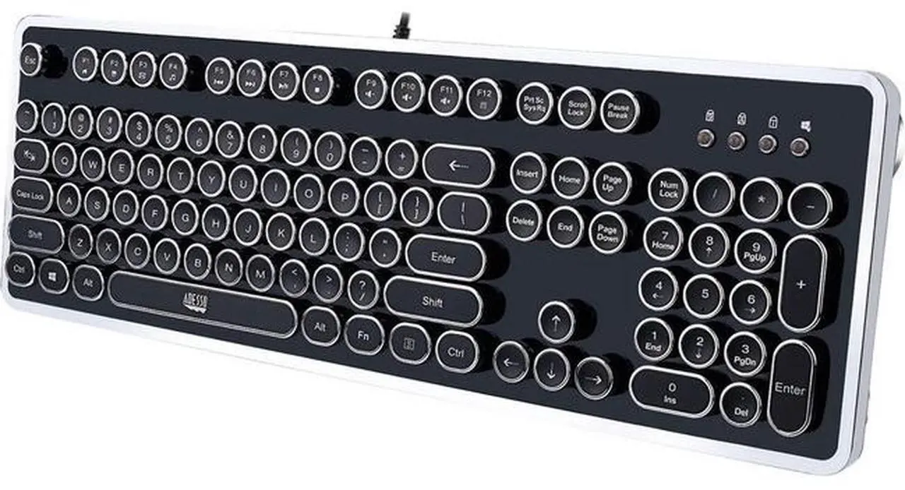 Main image of ADESSO AKB-636UB ADESSO FANCY TYPEWRITER MECHANICAL USB KEYBOARD, RETRO ELEGANT DESIGN WITH ADJUS