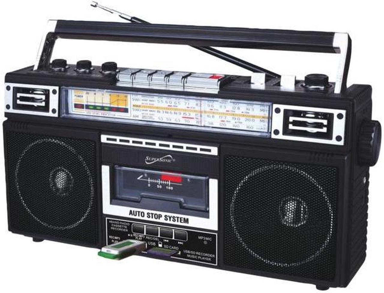 Alt view image 3 of 14 - Supersonic SC-3201BT-BK 4 Band Radio & Cassette Player + Cassette To Mp3 Converter & Bluetooth (Black)