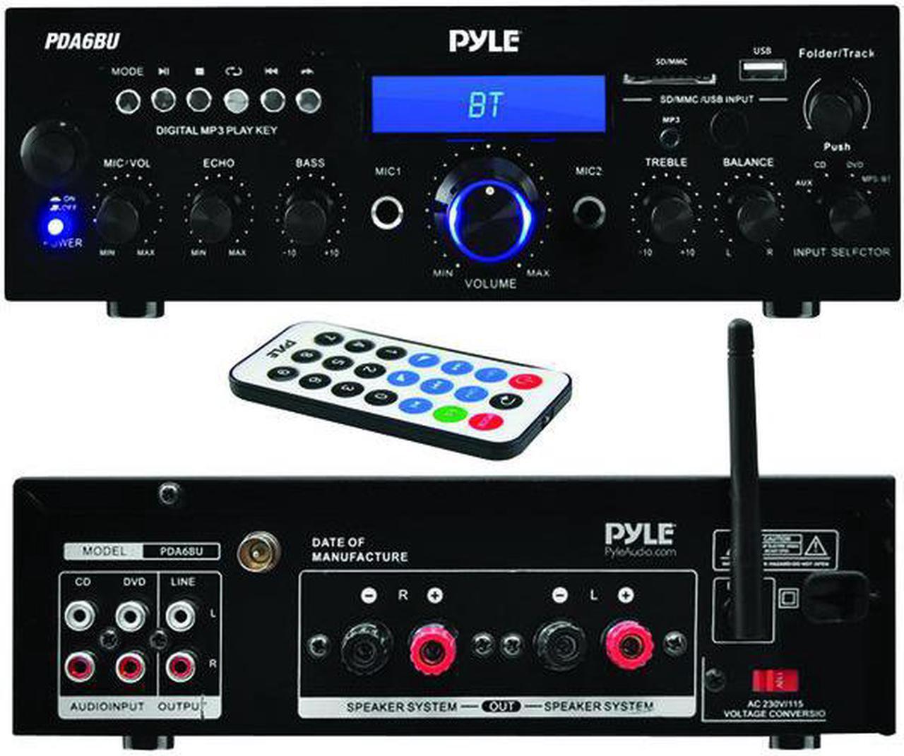 Alt view image 3 of 10 - Pyle 200W (PDA6BU) Bluetooth Stereo Amplifier Receiver with Wireless Streaming, FM Radio, MP3/USB/SD Readers, Remote Control