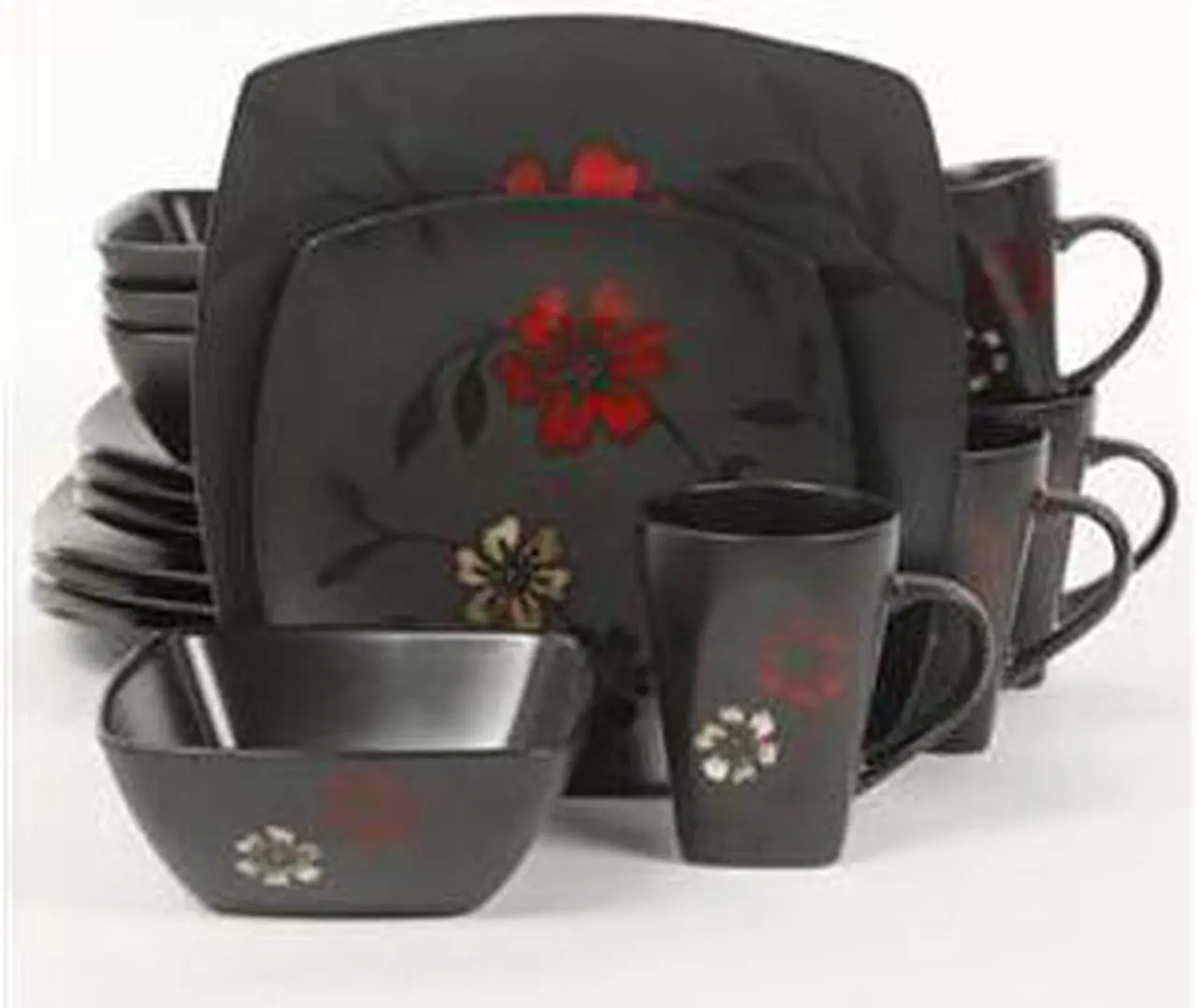 Alt view image 4 of 9 - Gibson Evening Blossom Reactive Glaze Stoneware Dinnerware Set,16 Piece