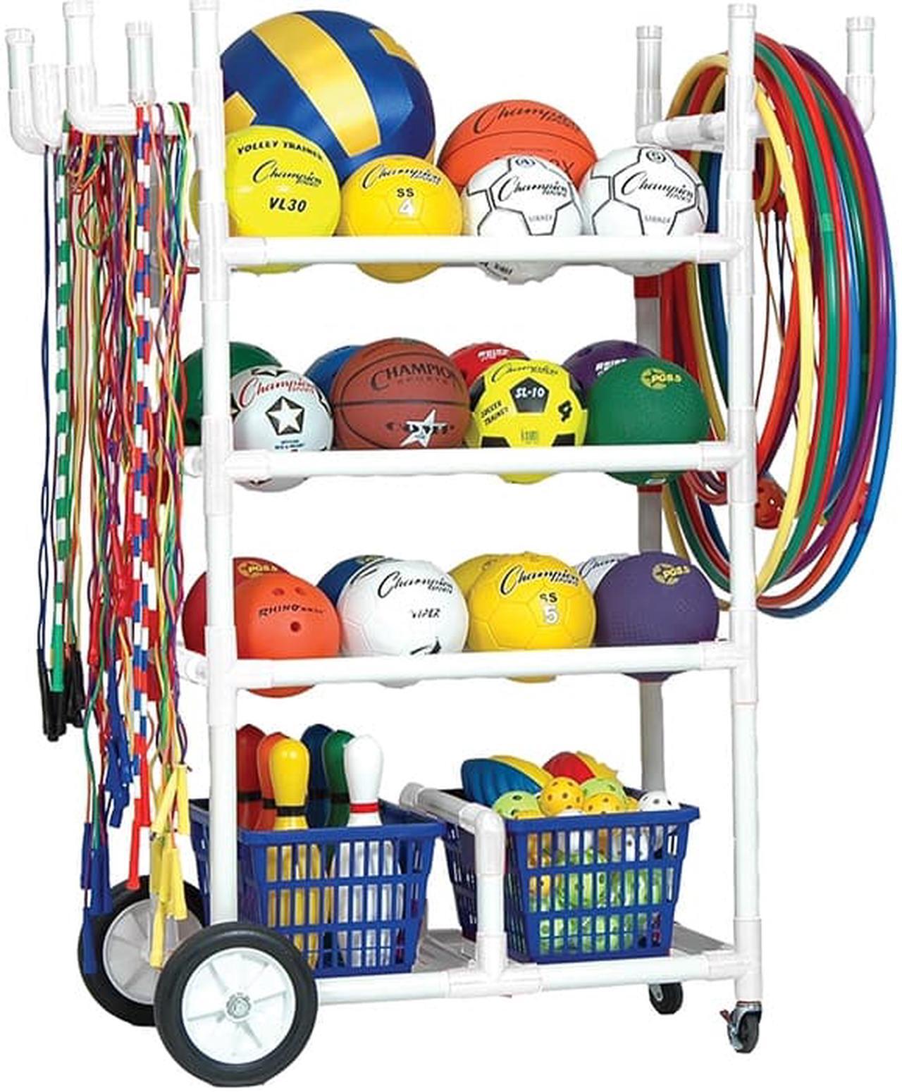 Alt view image 9 of 10 - Champion Sports TWCART High Impact All-Terrain Heavy-Duty Cart - Plastic - 176 lb Capacity - 19 x 53 x 58 - White
