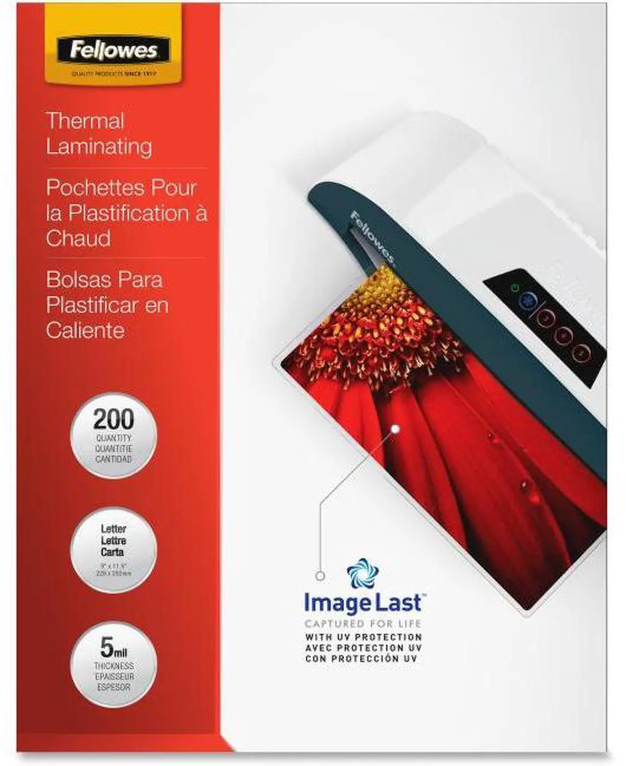 Main image of Fellowes Laminating Pouches 5mil Ltr 200/PK Clear 5245301