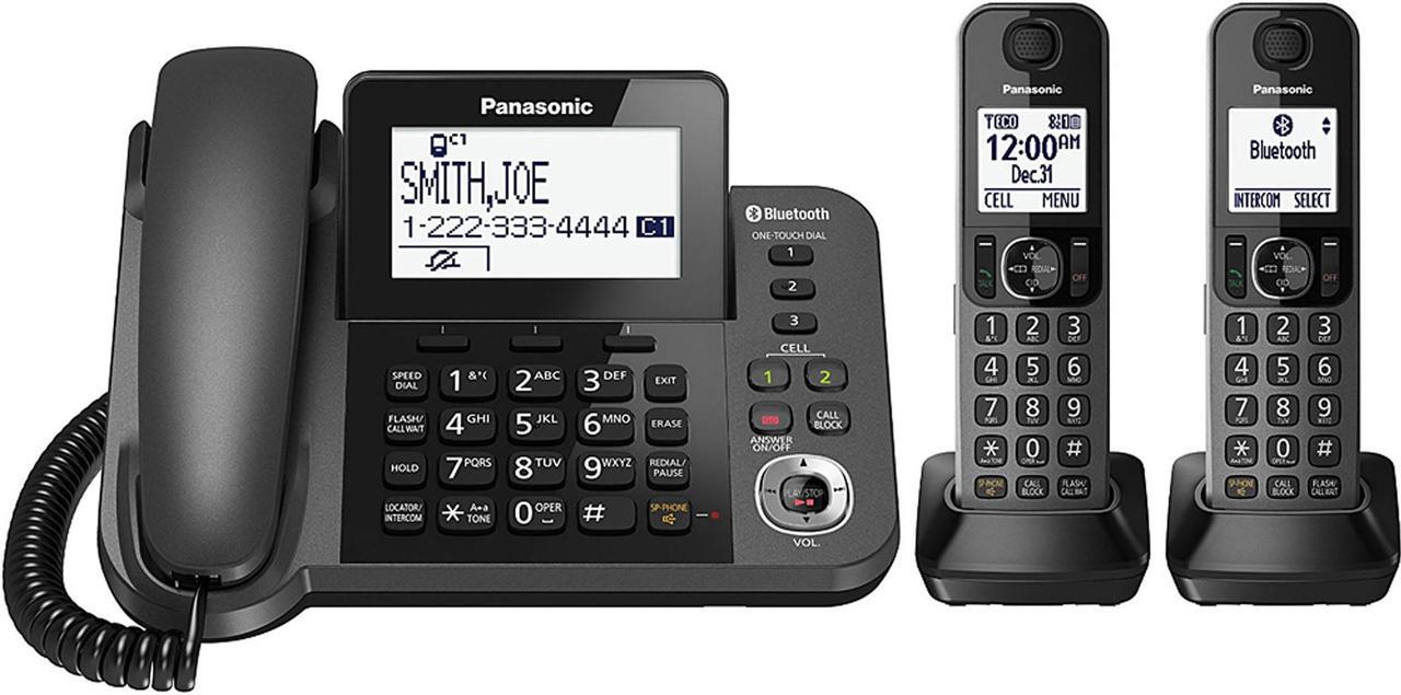 Alt view image 4 of 8 - PANASONIC KX-TGF382M Link2Cell Bluetooth Corded / Cordless Phone and Answering Machine with 2 Cordless Handsets