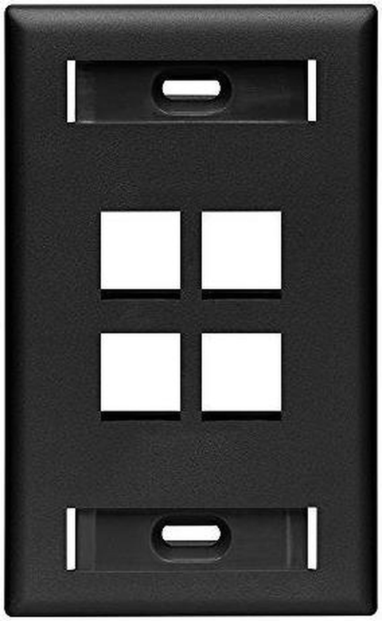 Main image of Leviton Black Quickport 4-Port ID WIndow Wallplate 42080-4ES