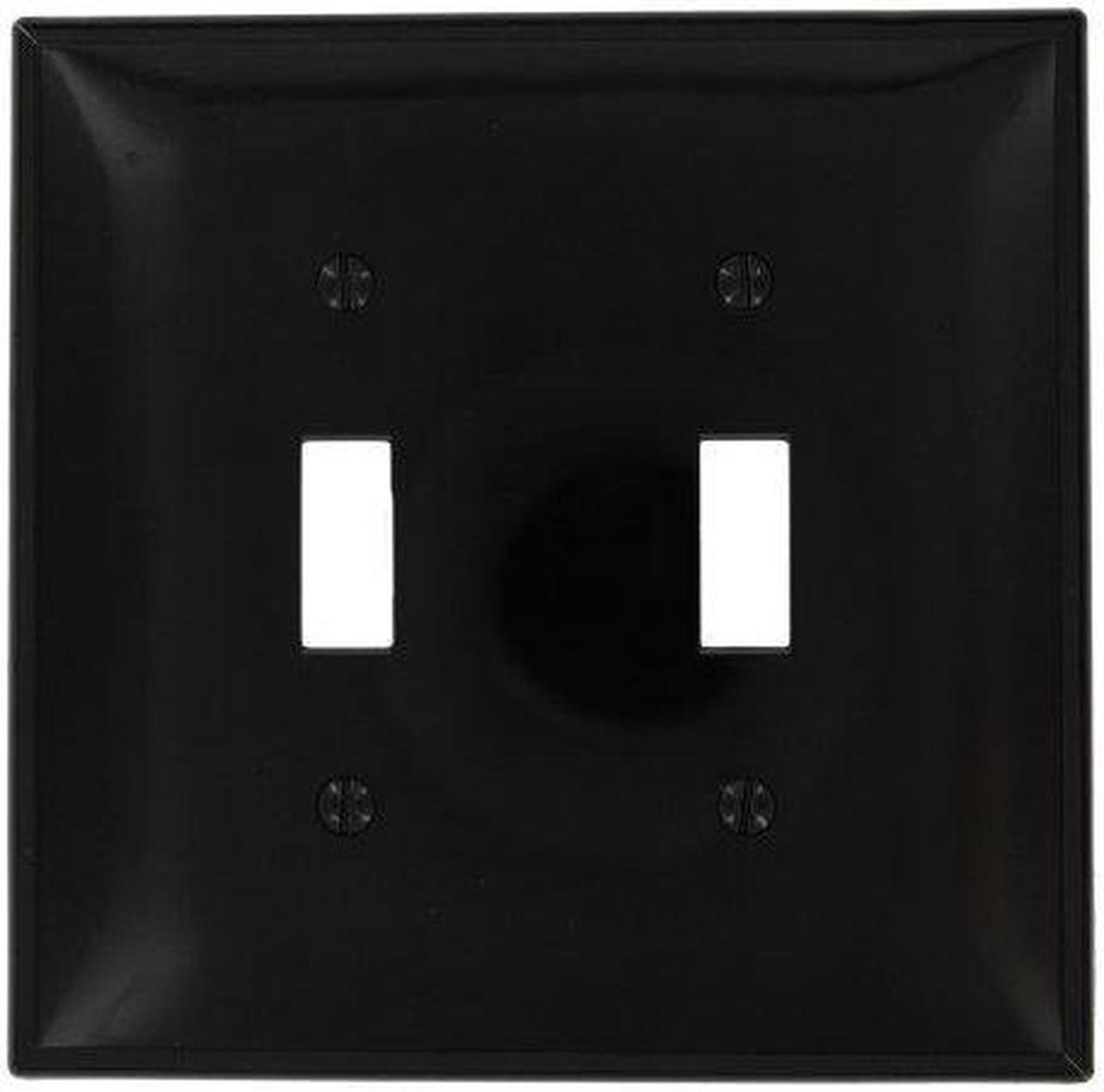 Main image of Leviton PJ2-E 2-Gang Toggle Switch Wall Plate, Midway Size Cover, Unbreakable Thermoplastic, Black