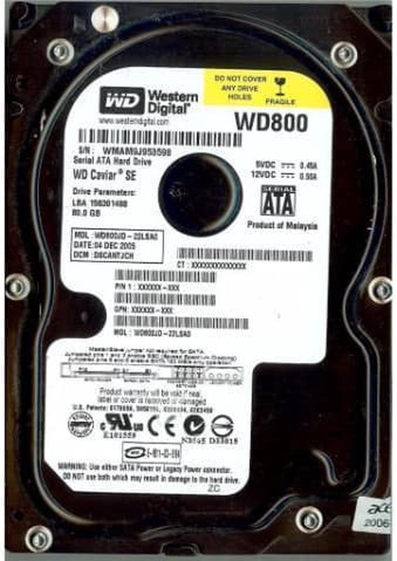 Alt view image 2 of 2 - WD800JD-22LSA0 - Western Digital Caviar SE 80GB 7200RPM SATA 1.5Gb/s 8MB Cache 3.5-inch Hard Drive