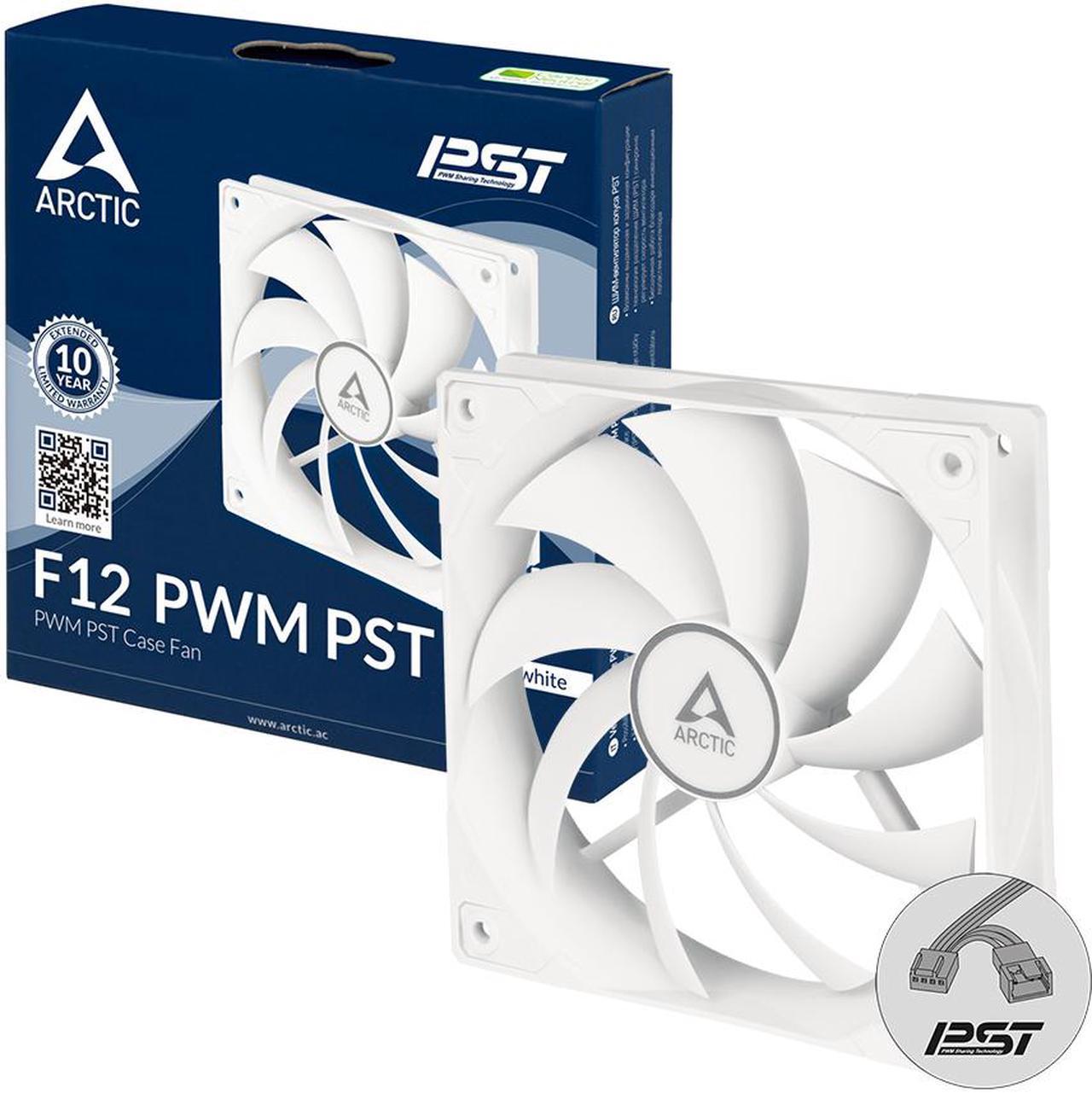 ARCTIC ACFAN00198A F12 PWM PST - 120 mm PWM PST Case Fan with PWM Sharing Technology (PST), Quiet Motor, Computer, Fan Speed: 230-1350 RPM - White