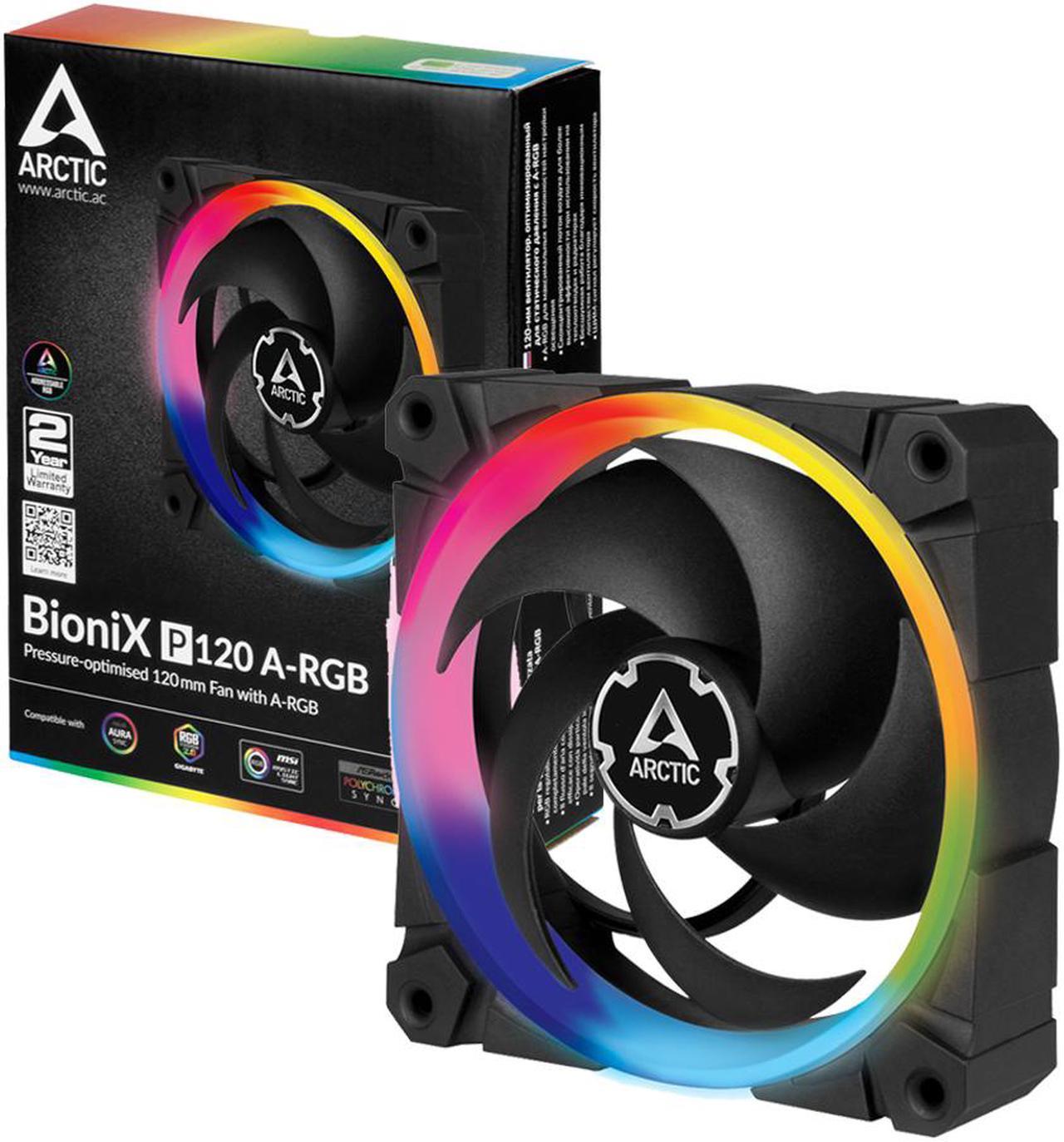 ARCTIC ACFAN00146A BioniX P120 A-RGB - 120 mm Pressure-Optimised Fan with A-RGB, PWM, Cooler, Fluid Dynamic Bearing, 400-2300 RPM - Black