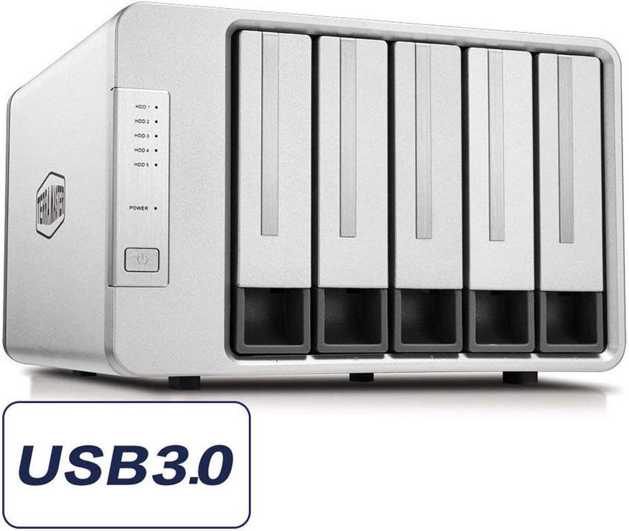 TerraMaster D5-300C USB3.0(5Gbps) Type C 5-Bay RAID Enclosure Support RAID 0/1/Single Exclusive 2+3 RAID Mode Hard Drive RAID Storage (Diskless)