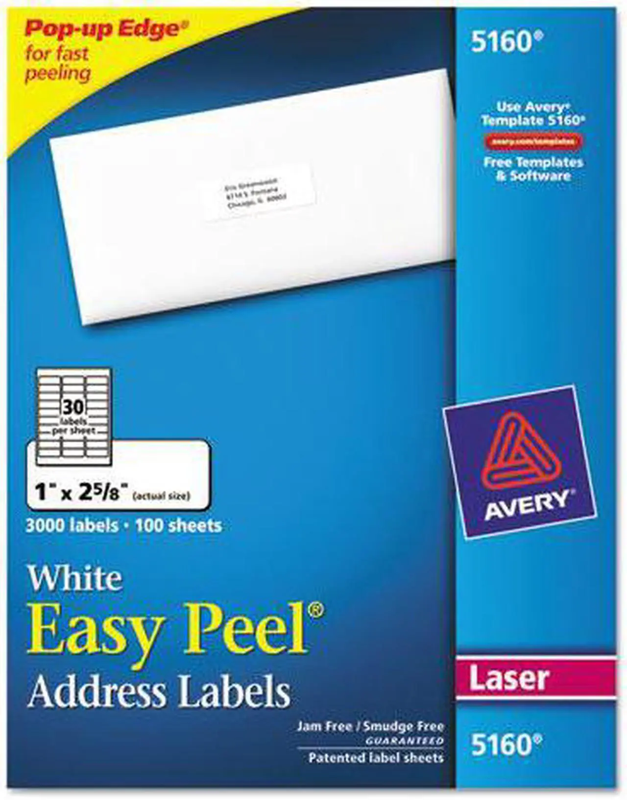 Main image of Avery Easy Peel Laser/Inkjet Address Labels 1 x 2 5/8 White 15000/Box 95915