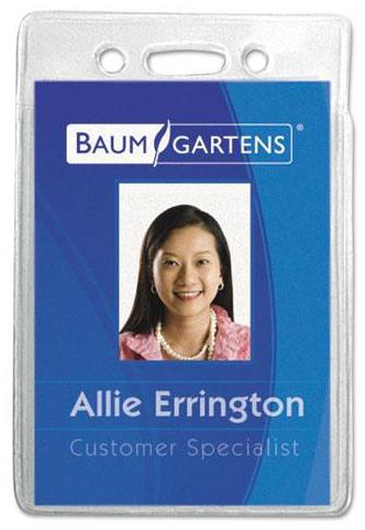 Main image of Baumgartens Vinyl Badge Holder Punched Vert 2-3/8"x3-3/8" 12/PK CL 67820