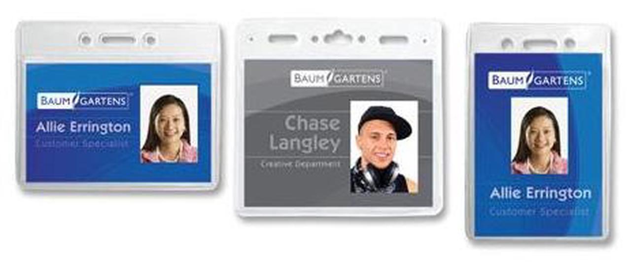Alt view image 2 of 12 - Baumgartens Vinyl Badge Holder Punched Vert 2-3/8"x3-3/8" 12/PK CL 67820