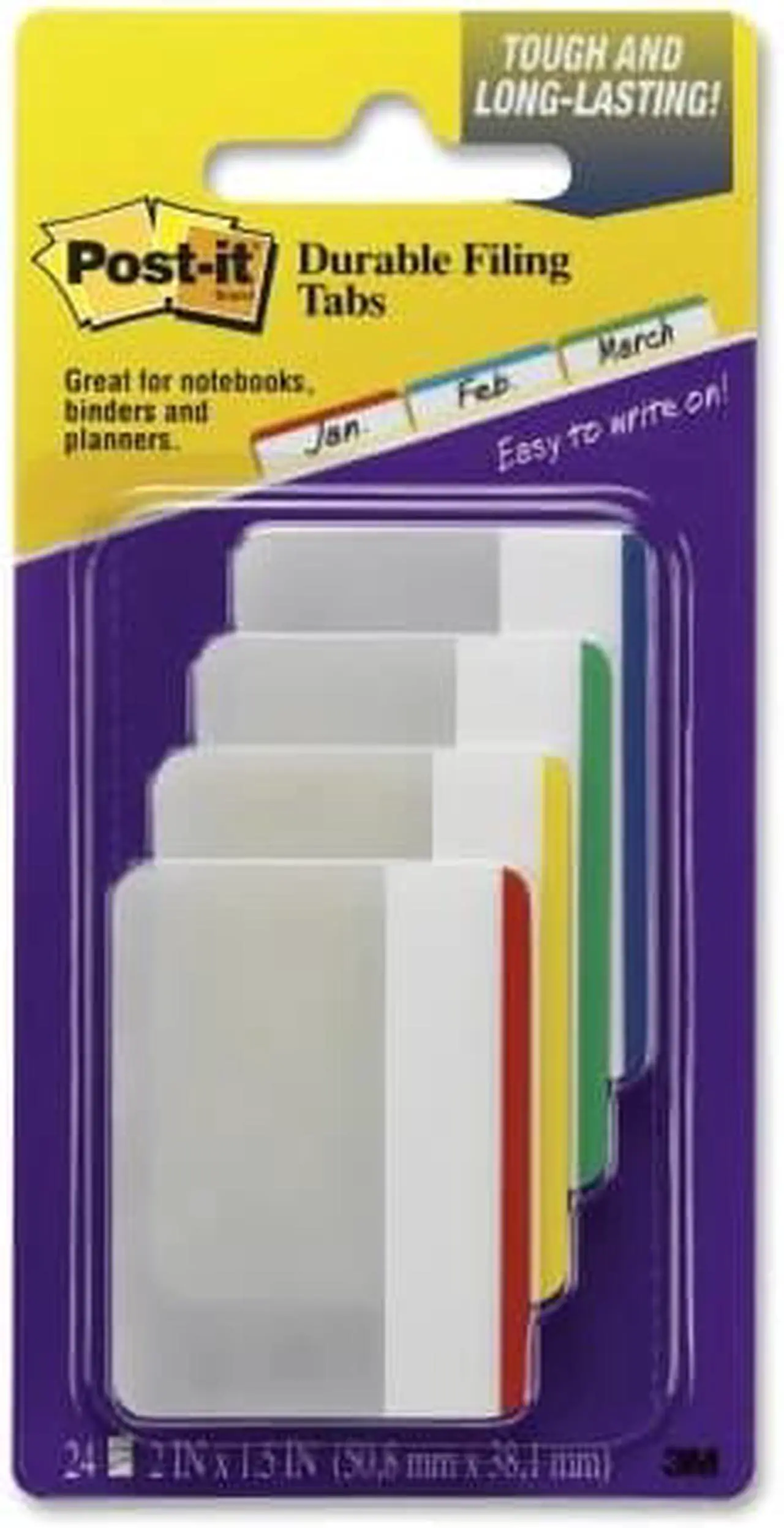 Alt view image 9 of 20 - Post-it File Tabs 2 x 1 1/2 Lined Assorted Primary Colors 24/Pack 686F1