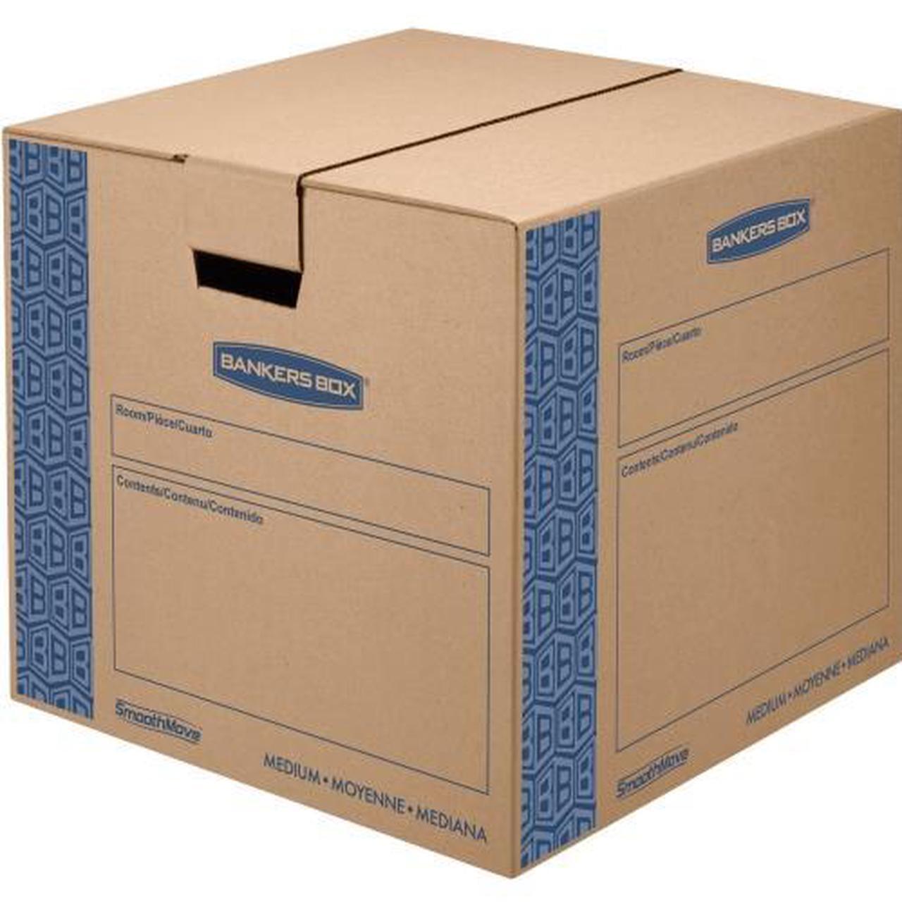 Alt view image 6 of 16 - Bankers Box SmoothMove Prime Medium Moving Boxes 18l x 18w x 16h Kraft/Blue 8