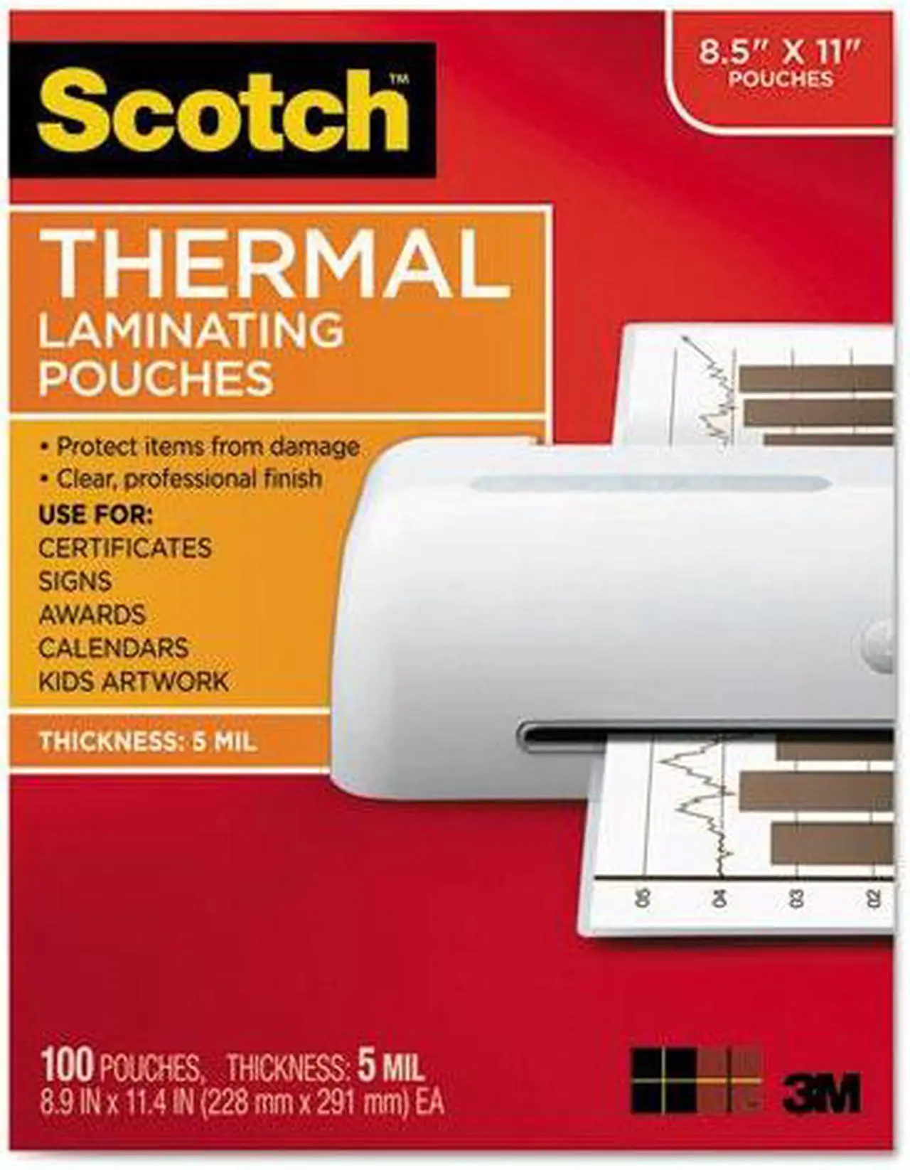 Alt view image 2 of 20 - TP5854100 3M Letter Size Thermal Laminating Pouches, 5 mil, 100/Pack