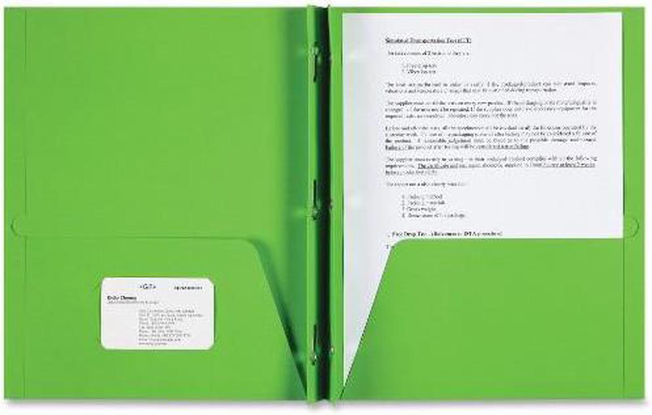 Main image of Sparco 2-Pocket Folder 3 Prong 25/BX Apple Green 78542