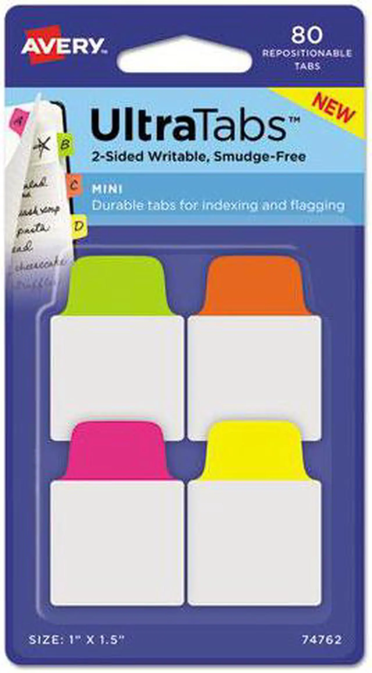 Alt view image 4 of 18 - Ultra Tabs Repositionable Tabs 1 x 1.5 Neon:Green Orange Pink Yellow 80/Pk