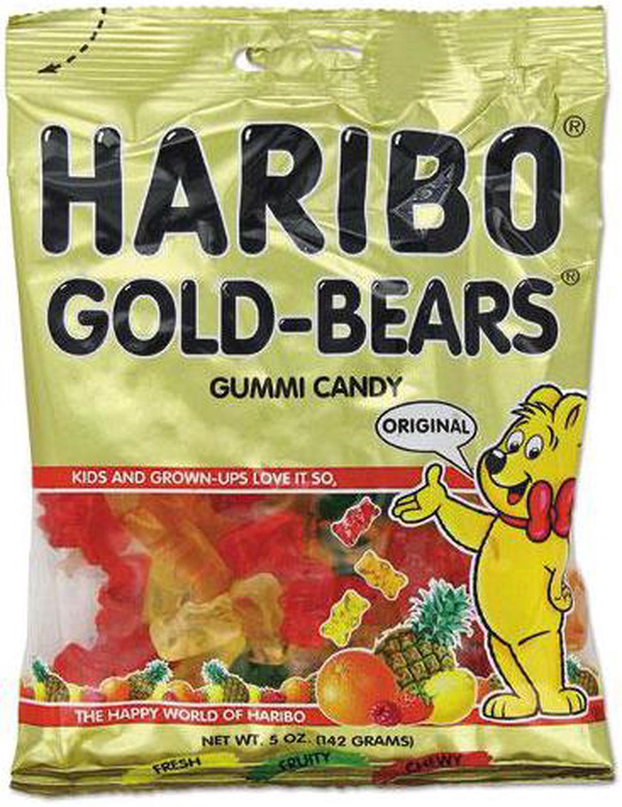 HARIBO Gold-Bears Gummi Candy - Lemon, Orange, Pineapple, Raspberry, Strawberry - 0.50 oz - 12 / Carton  HRB30220