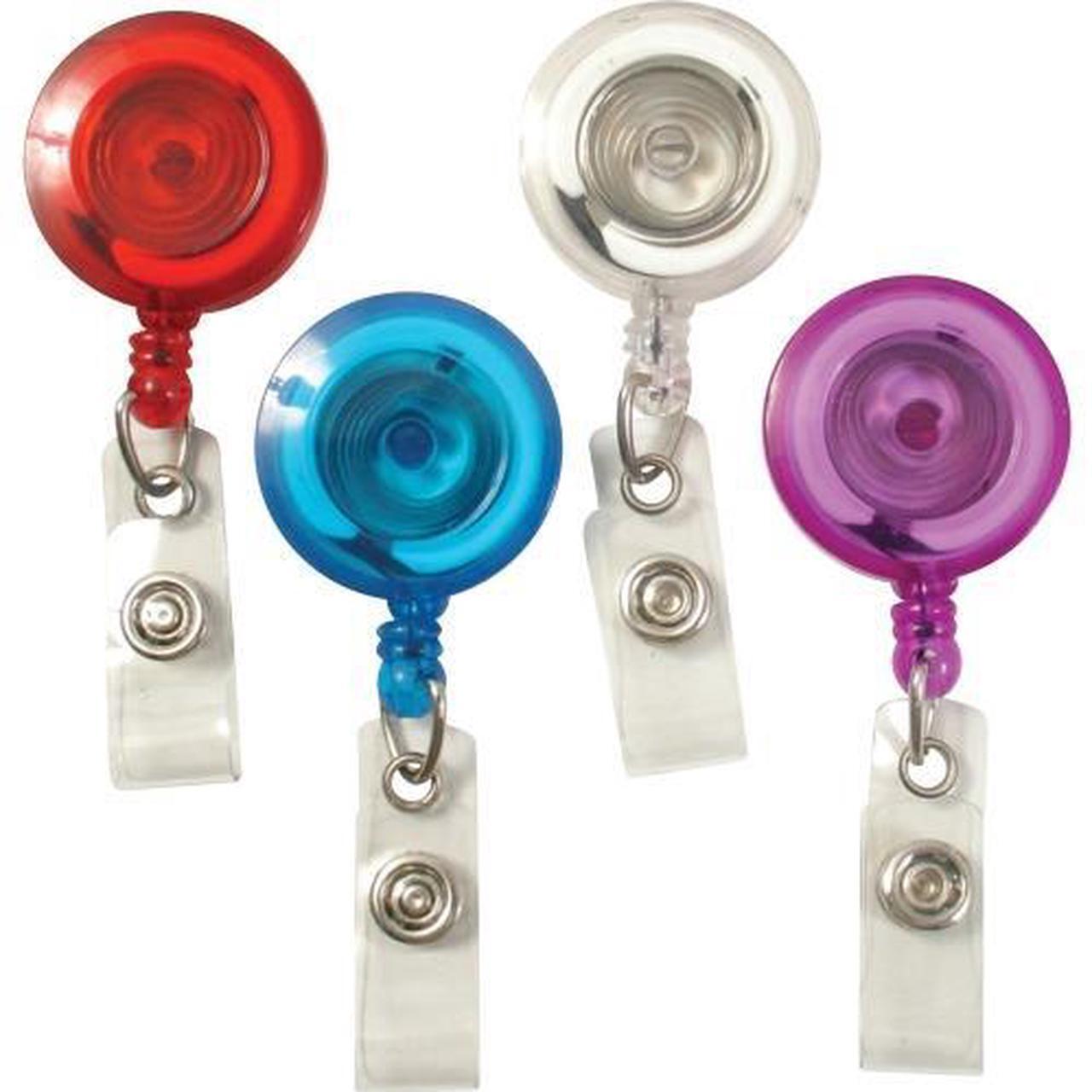 Alt view image 6 of 9 - Baumgartens ID Card Reel w/ Belt Clip 30"L 4/PK Translucent RD BE CL PE 68884
