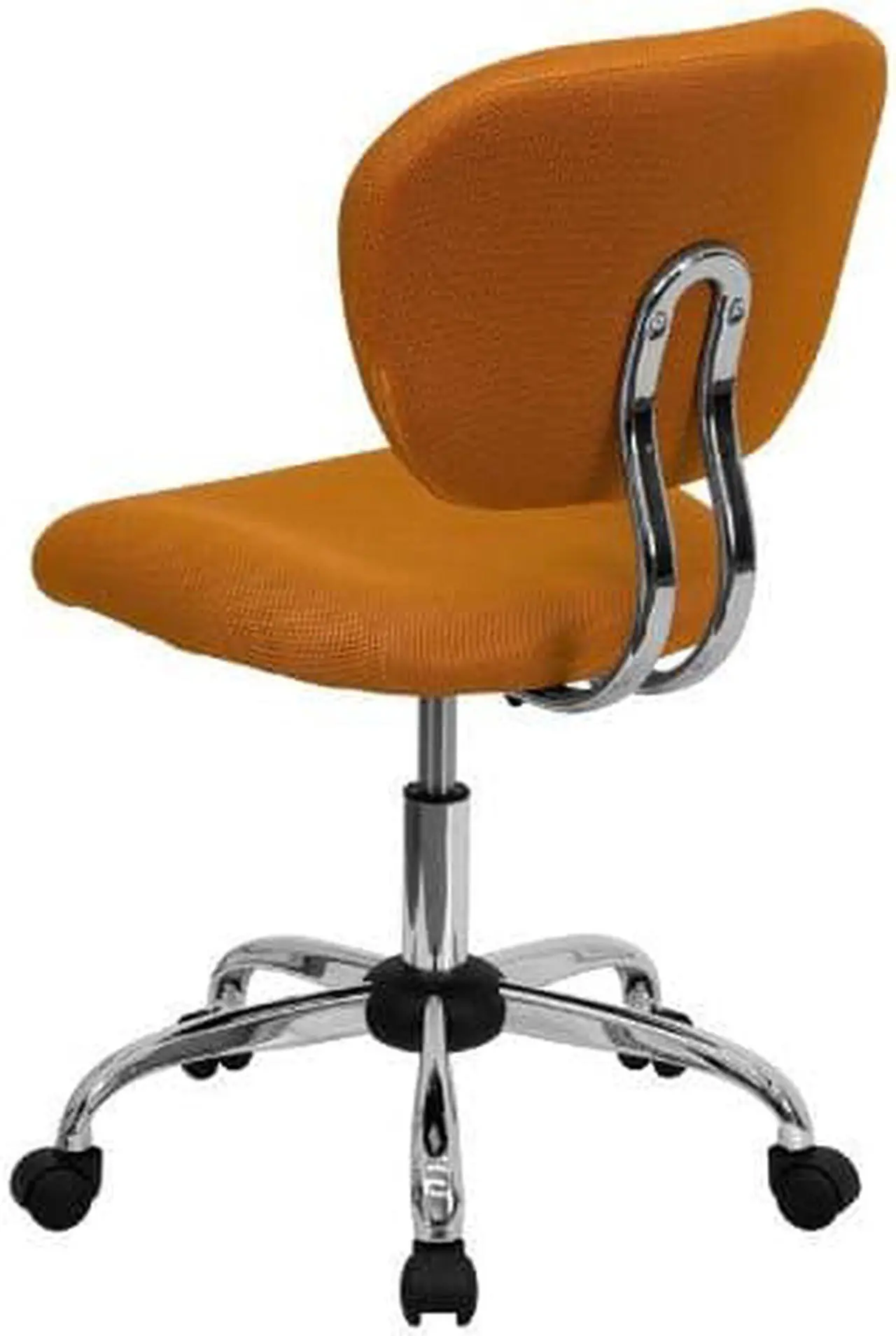 Alt view image 8 of 20 - Mid-Back Orange Mesh Padded Swivel Task Office Chair with Chrome Base