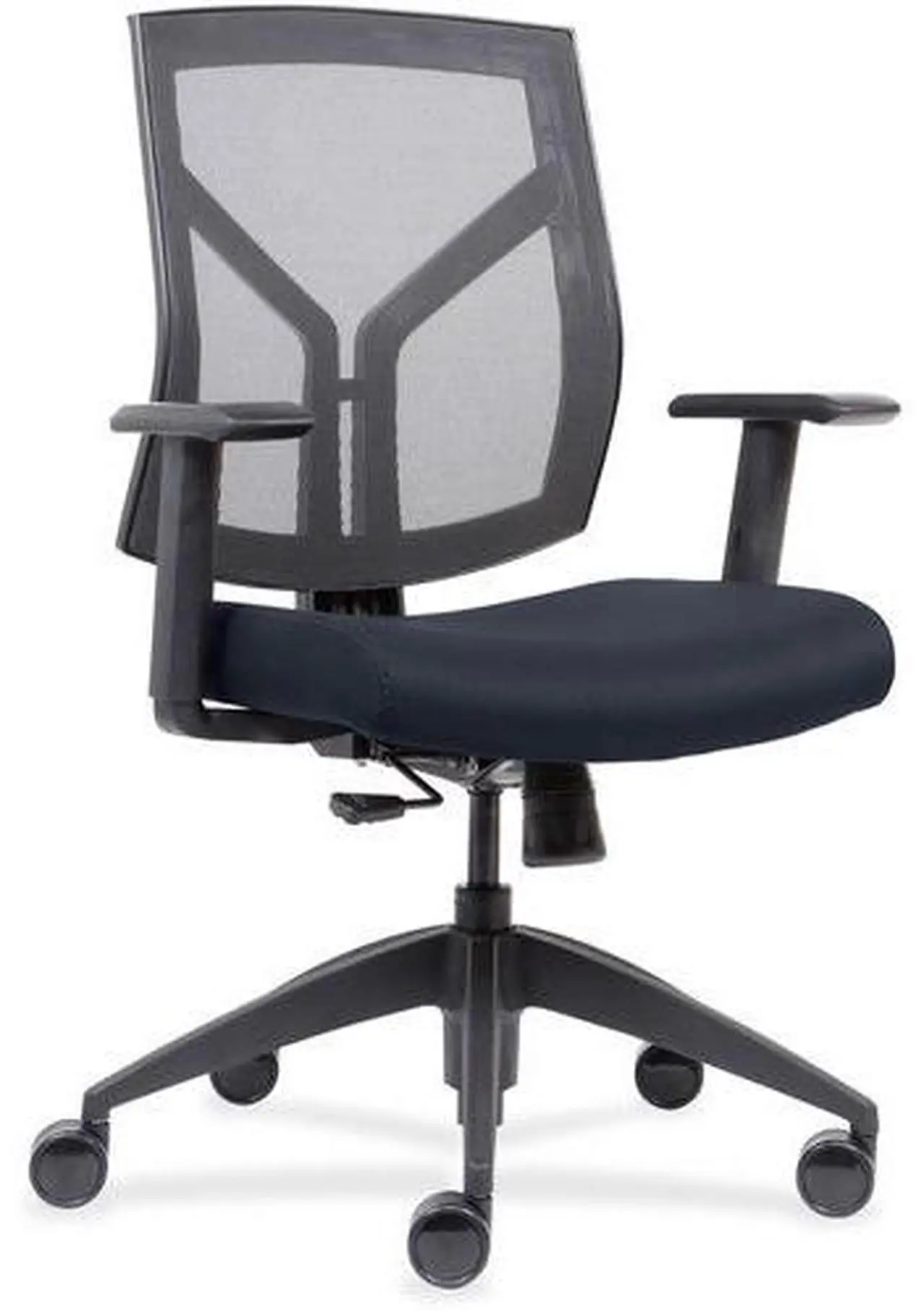 Alt view image 2 of 9 - Lorell 83111A204 Mid-Back Chairs wth Mesh Back & Fabric Seat - Dark Blue
