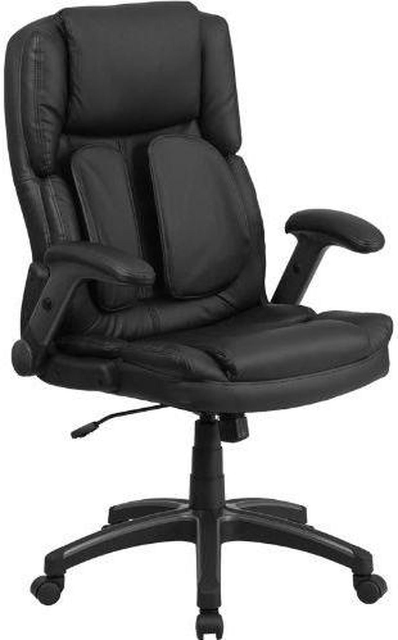 Alt view image 5 of 20 - Extreme Comfort High Back Black LeatherSoft Executive Swivel Ergonomic Office Chair with Flip-Up Arms