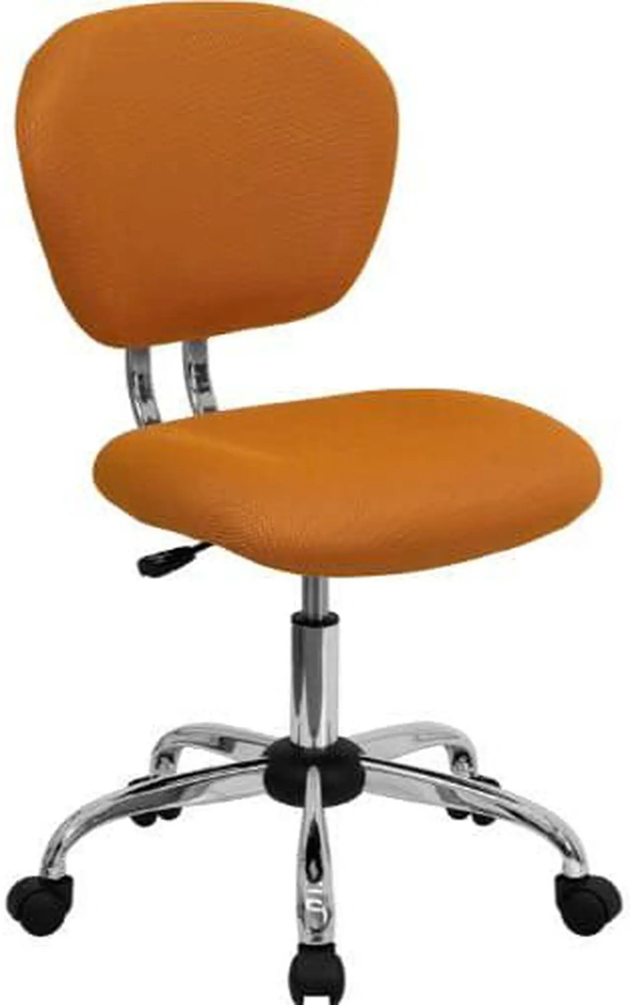 Alt view image 7 of 20 - Mid-Back Orange Mesh Padded Swivel Task Office Chair with Chrome Base