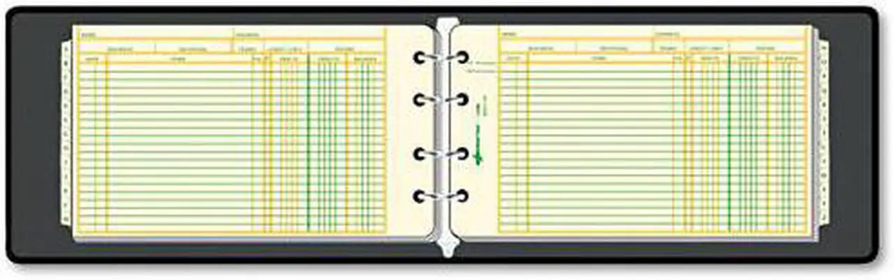 Main image of National Four-Ring Ledger Binder Kit Black 8.5 x 5 100 Sheets/Book 63453