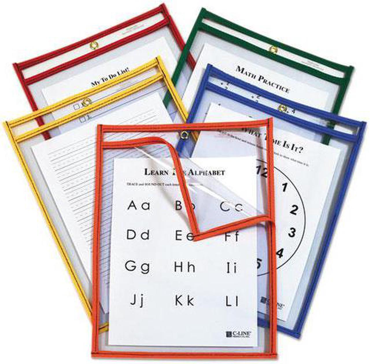 Main image of C-Line 42620 Reusable Dry Erase Pockets, Easy Load, 9 X 12, Assorted Primary Colors, 25/Pack