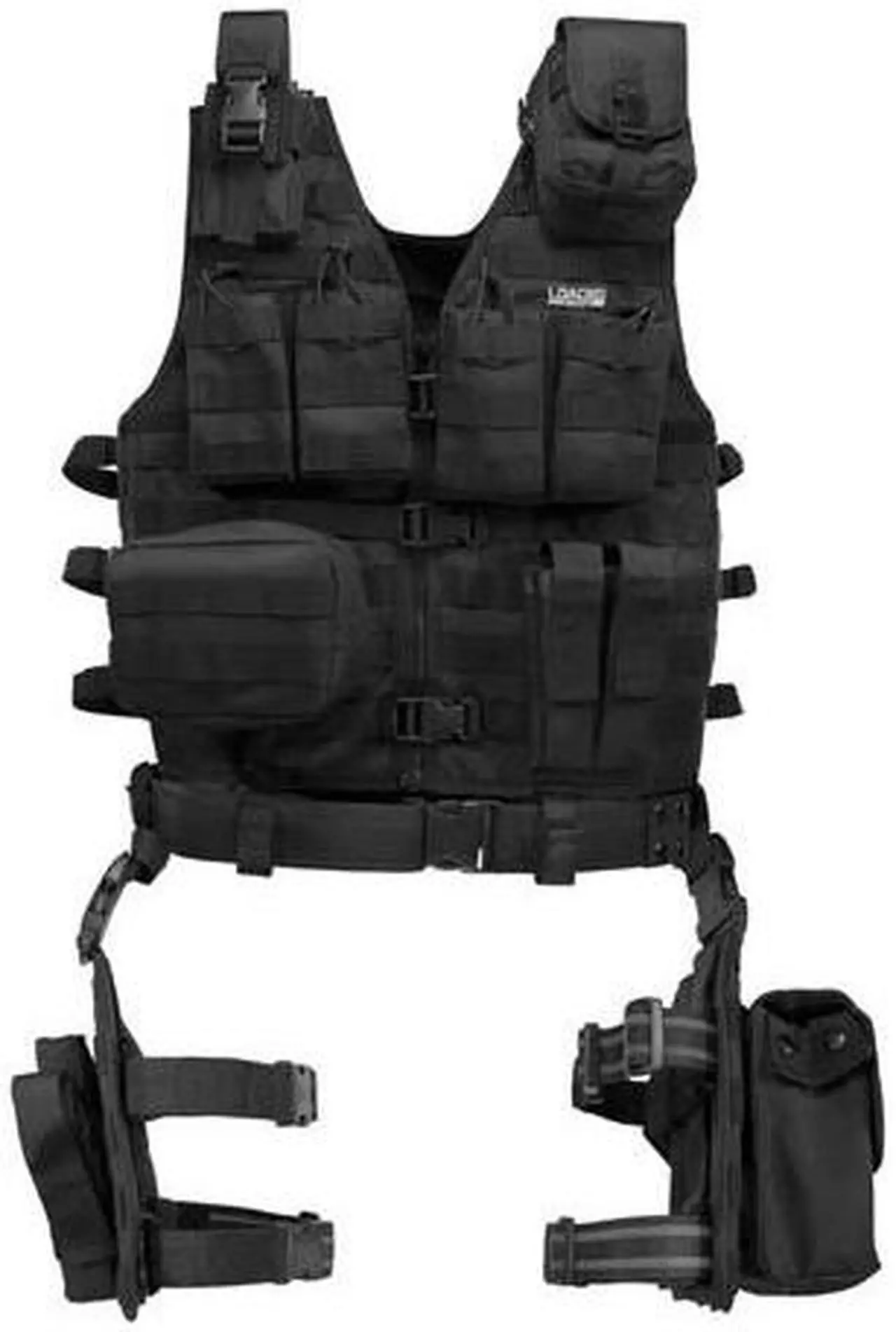 Alt view image 2 of 7 - Barska Loaded Gear VX-100 Tactical Vest and Leg Platform-Blk